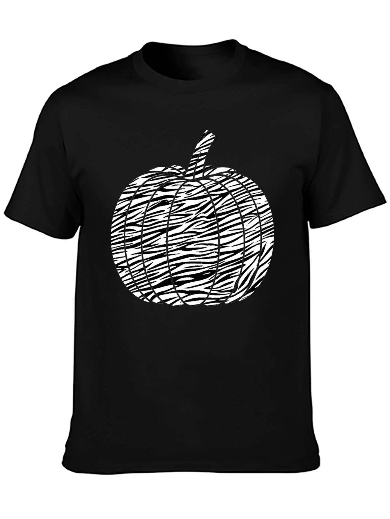 Striped Pumpkin Graphic Tee - Mens Black T-Shirt