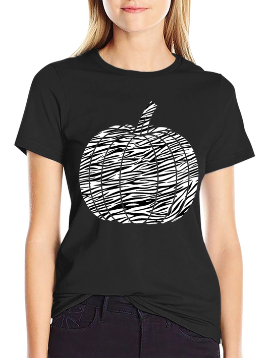 Striped Pumpkin Graphic Tee - Mens Black T-Shirt