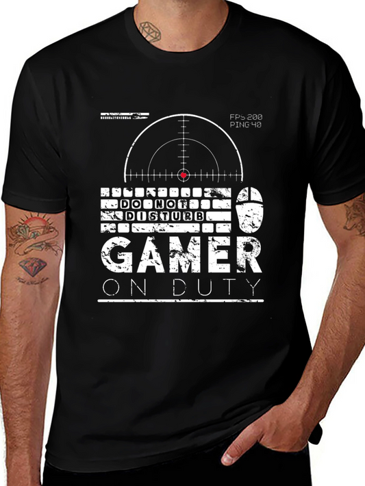 Gamer On Duty Graphic Tee - Black Cotton T-Shirt