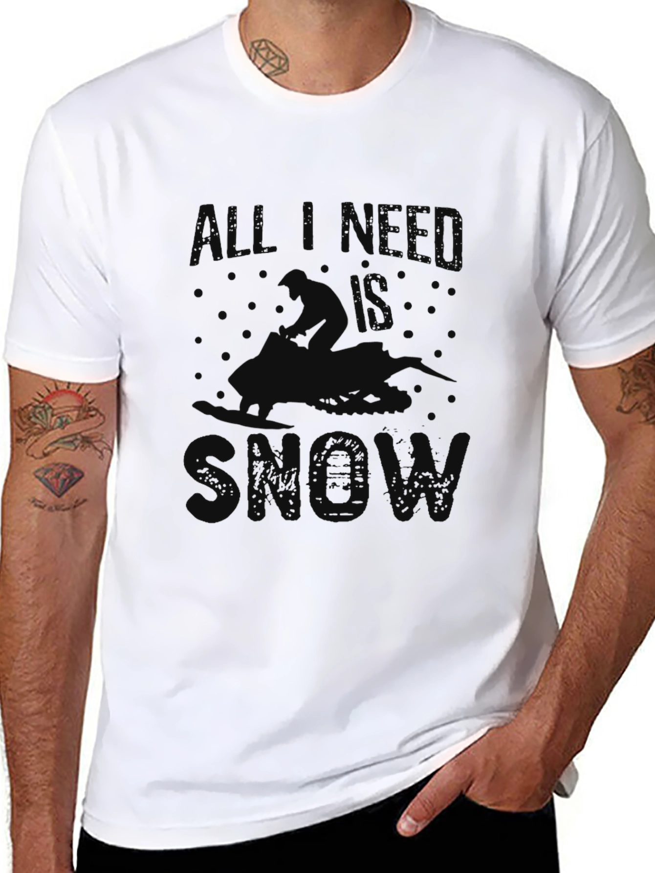 All I Need is Snow Black Graphic T-Shirt