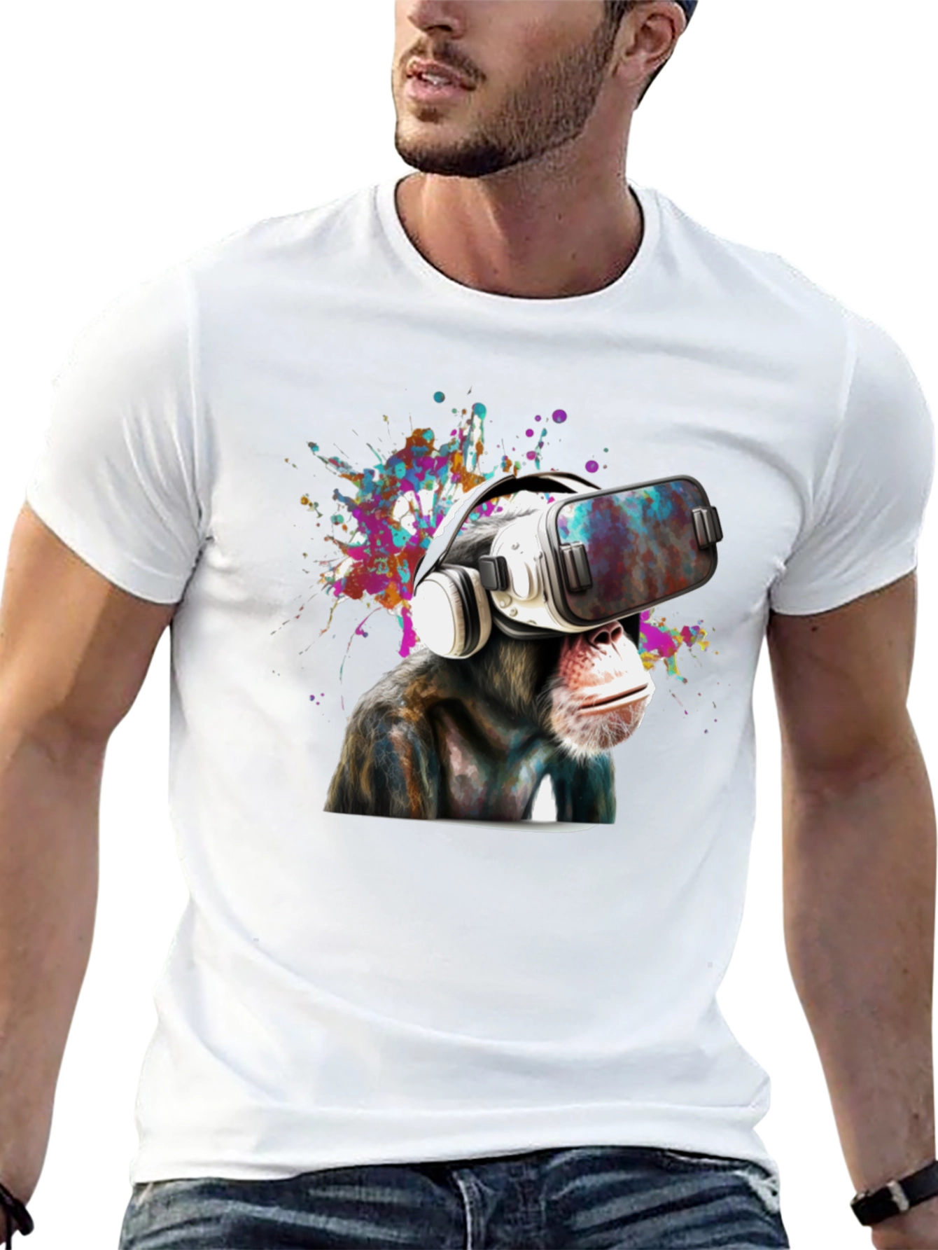 VR Monkey Graphic Tee - Cool Gamer T-Shirt