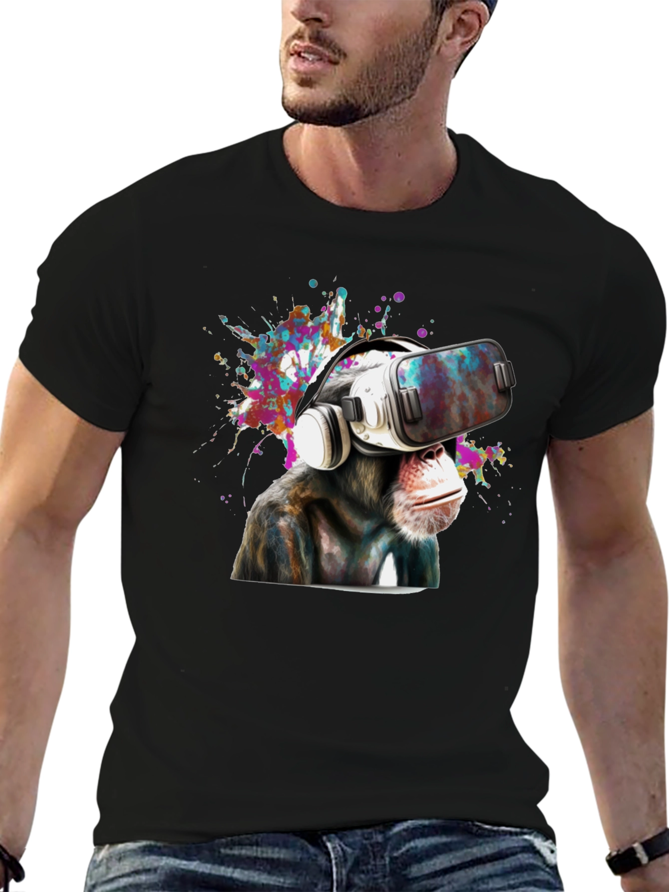 VR Monkey Graphic Tee - Cool Gamer T-Shirt