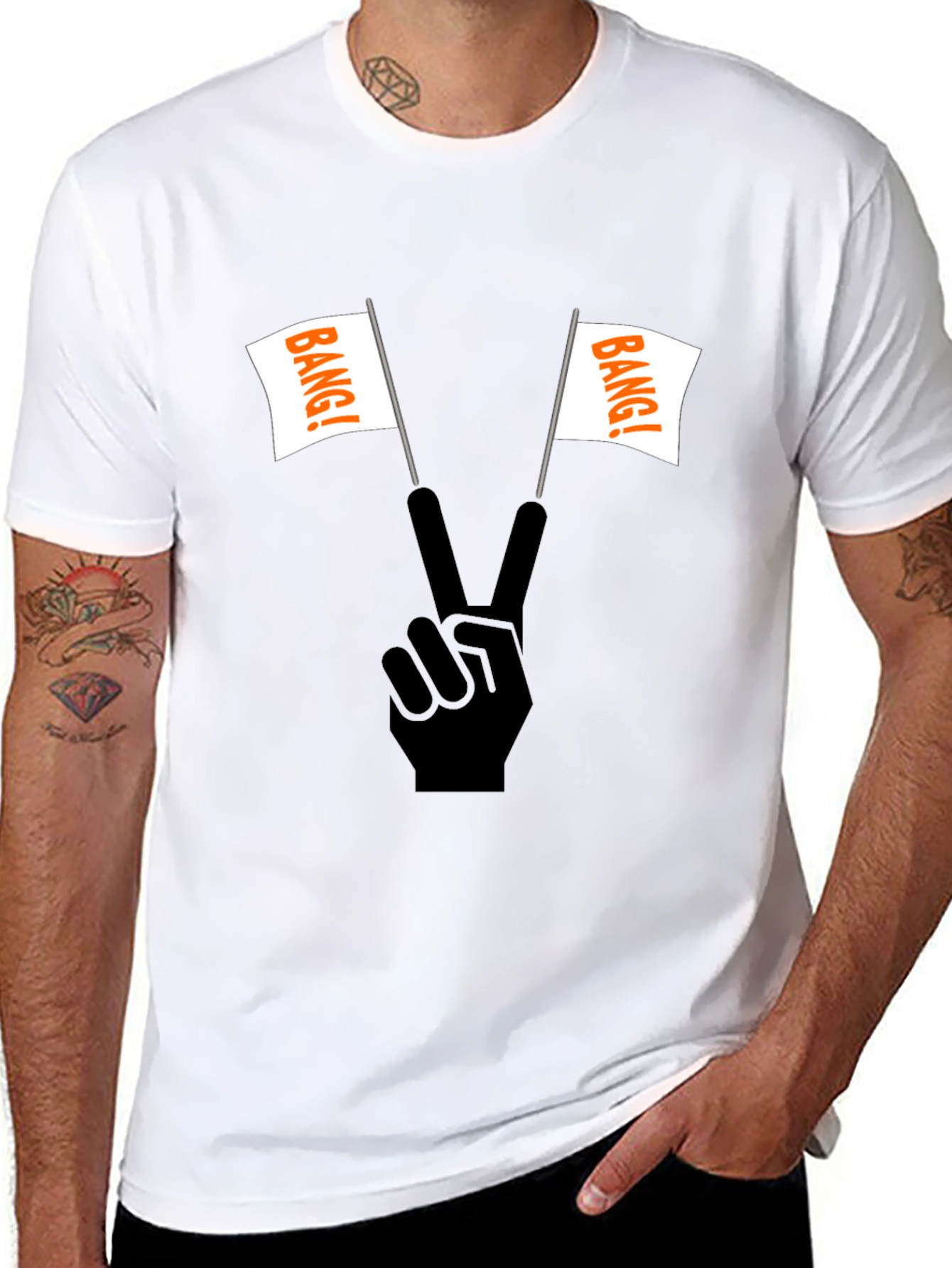 Bang! T-Shirt: Peace Sign with Flags