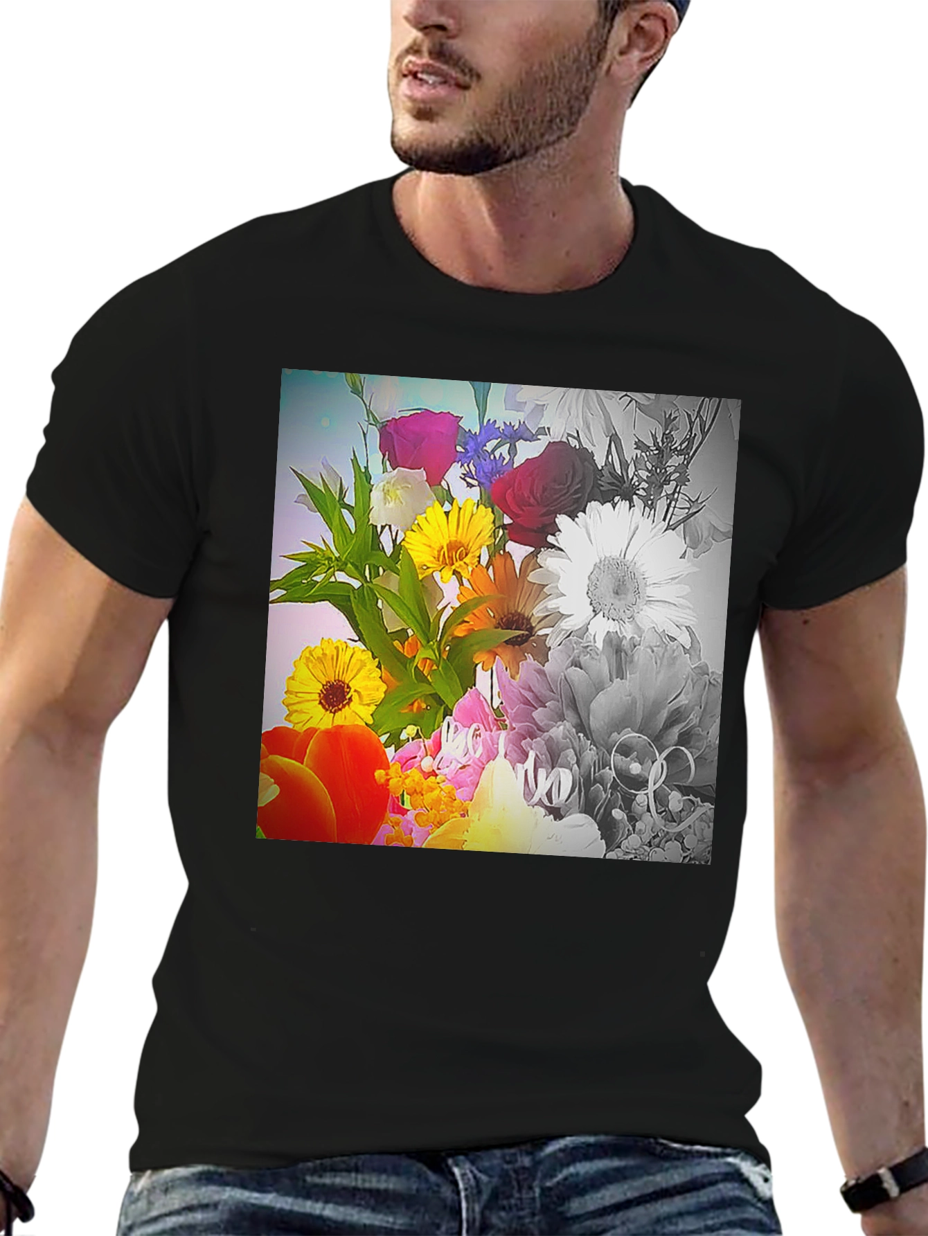 Floral Bouquet Graphic T-Shirt - Vivid Print Tee