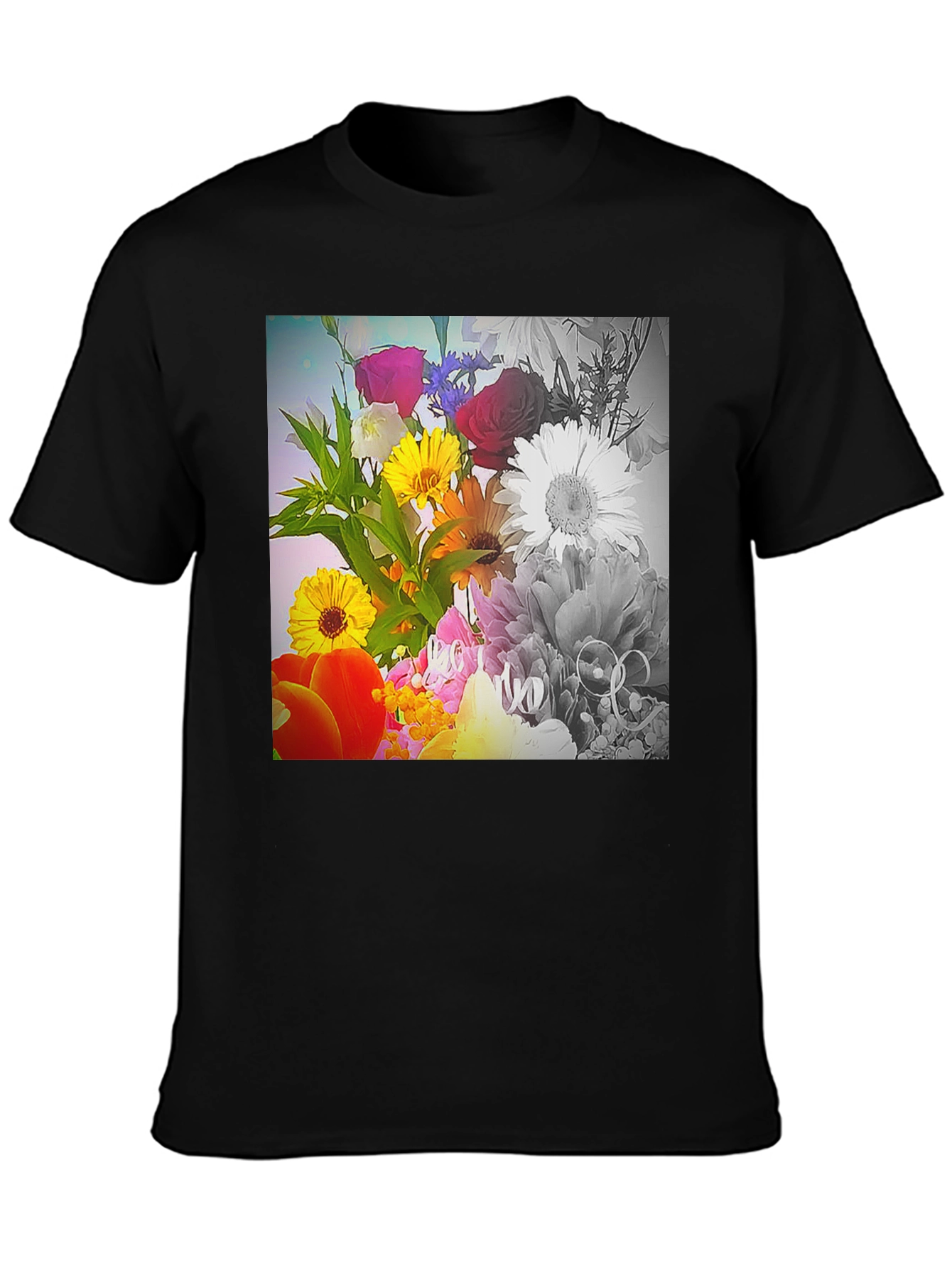 Floral Bouquet Graphic T-Shirt - Vivid Print Tee