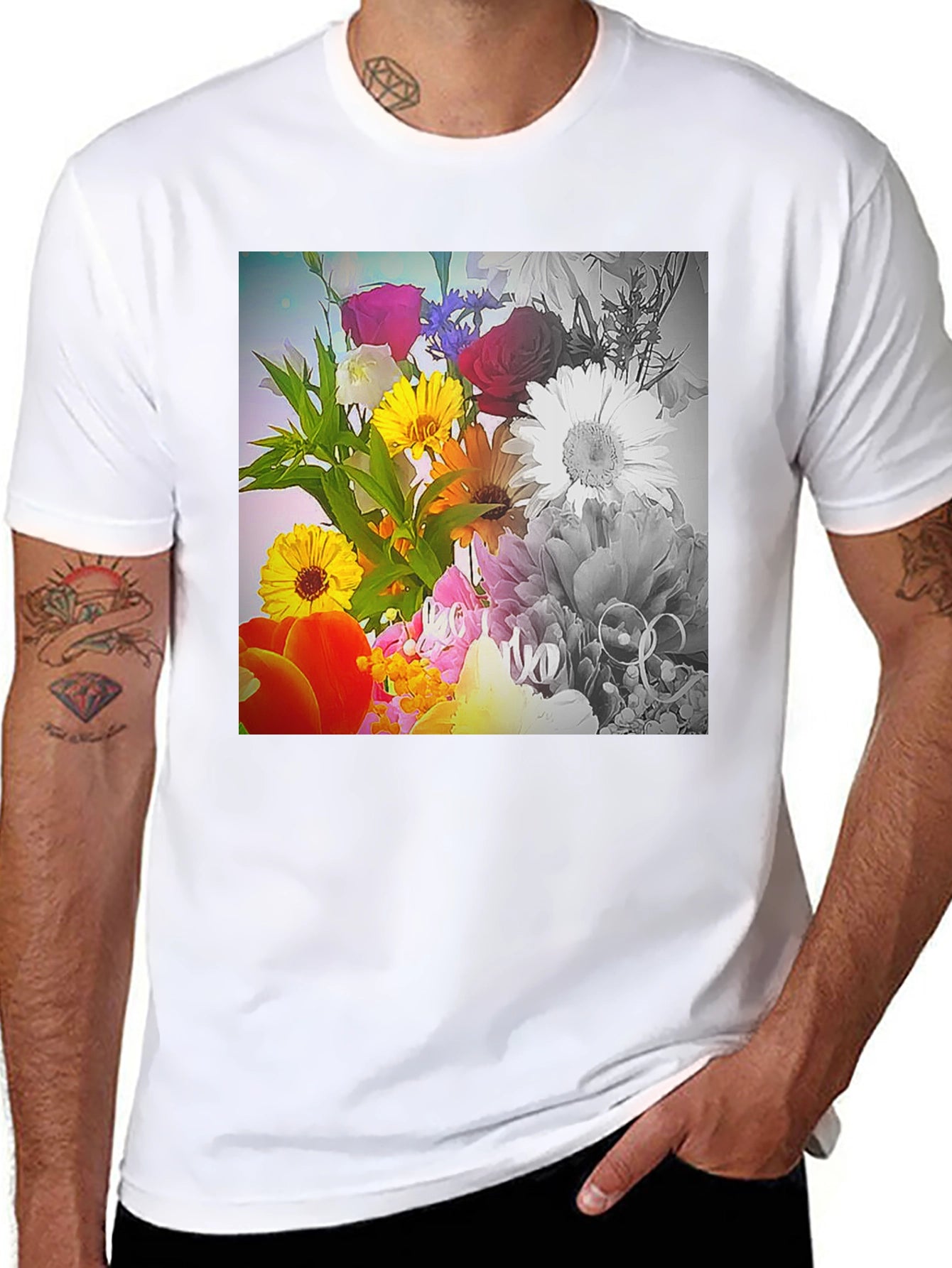 Floral Bouquet Graphic T-Shirt - Vivid Print Tee