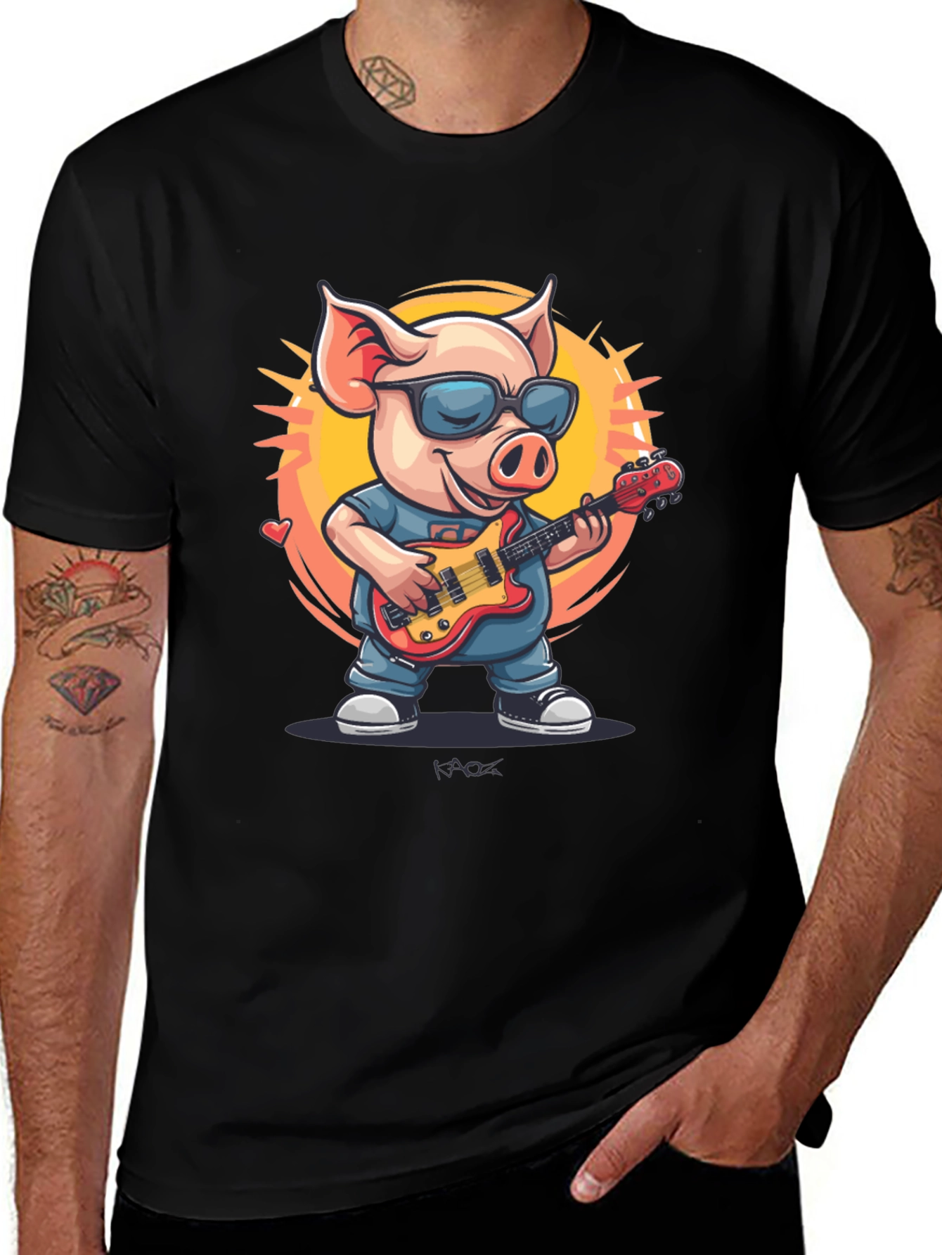 Cool Pig Rocking Guitar T-Shirt