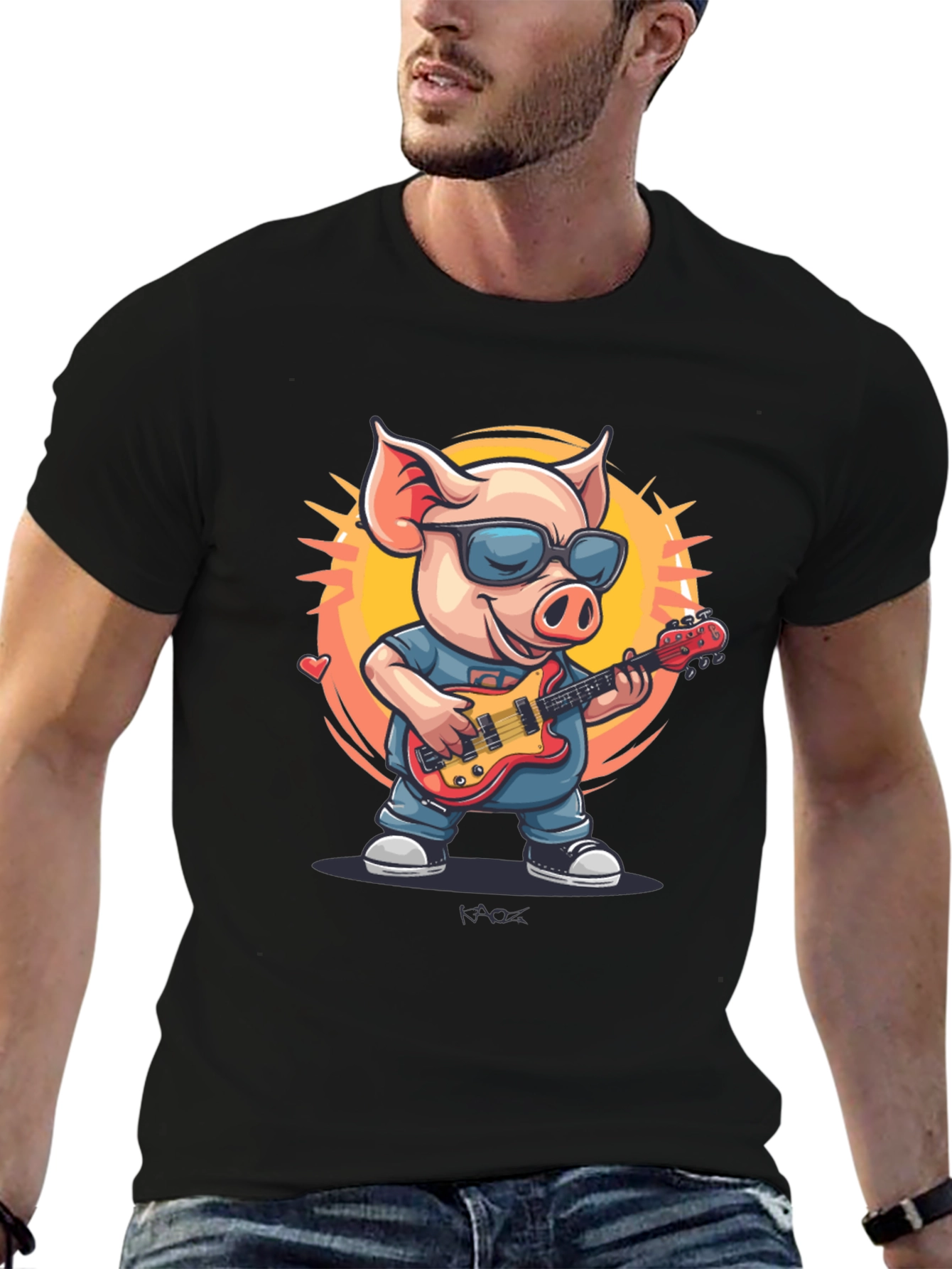 Cool Pig Rocking Guitar T-Shirt