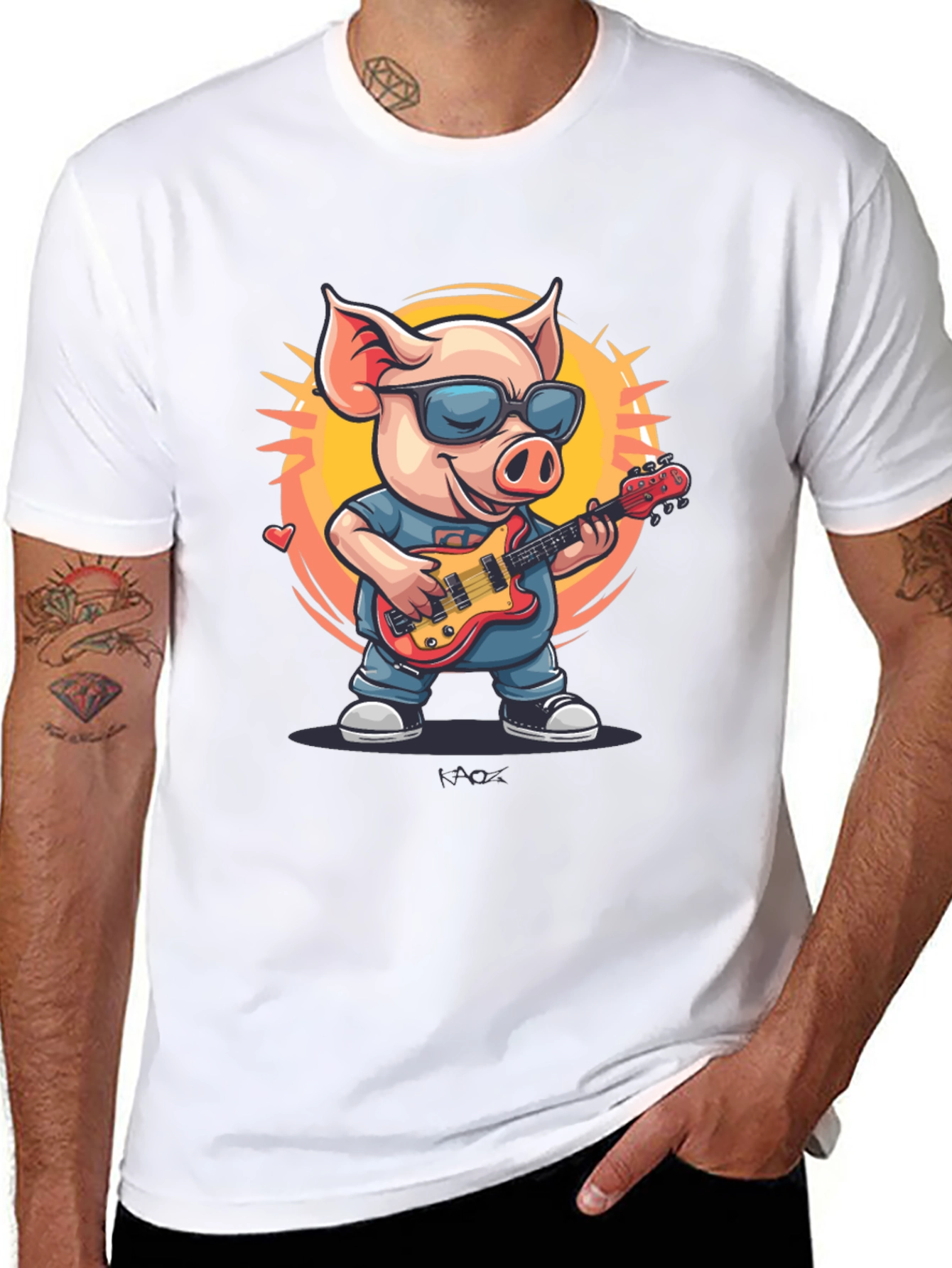 Cool Pig Rocking Guitar T-Shirt