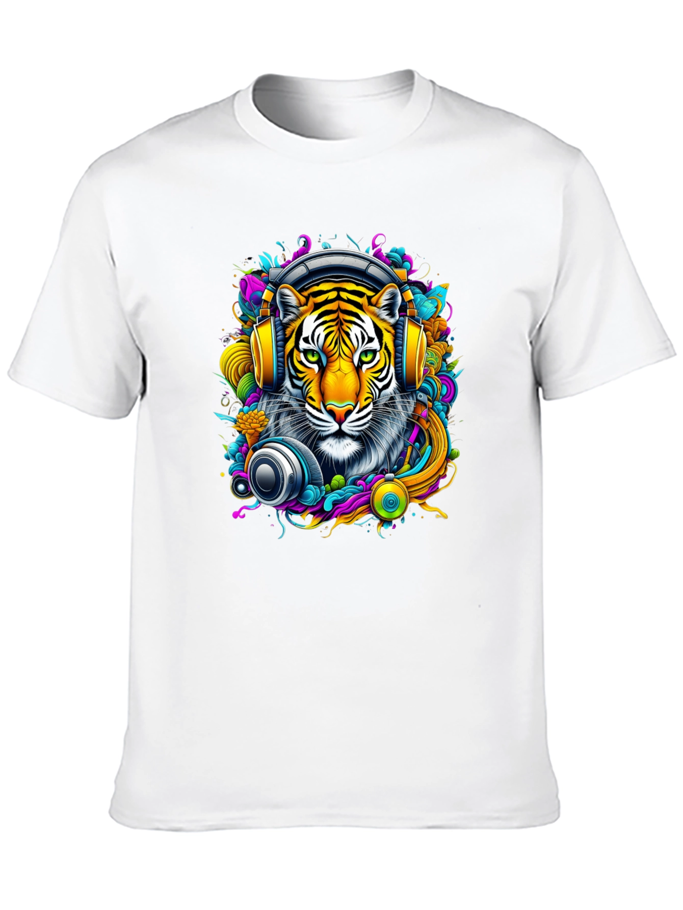 Tiger DJ Graphic Tee - Vivid Art T-Shirt