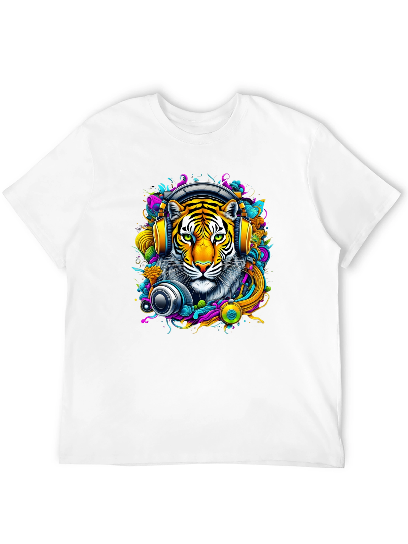 Tiger DJ Graphic Tee - Vivid Art T-Shirt