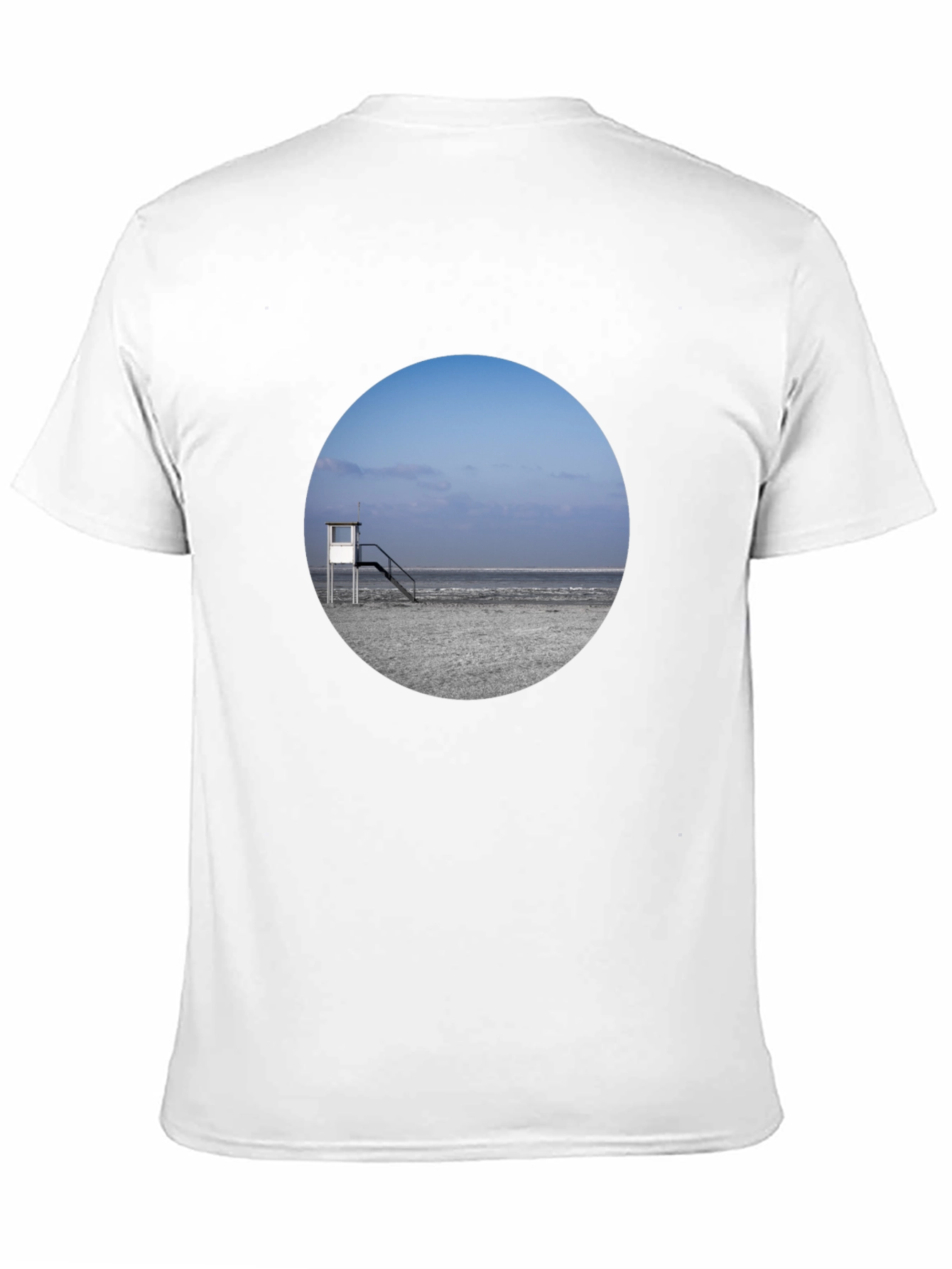 Beach View Graphic Tee - Black Cotton T-Shirt