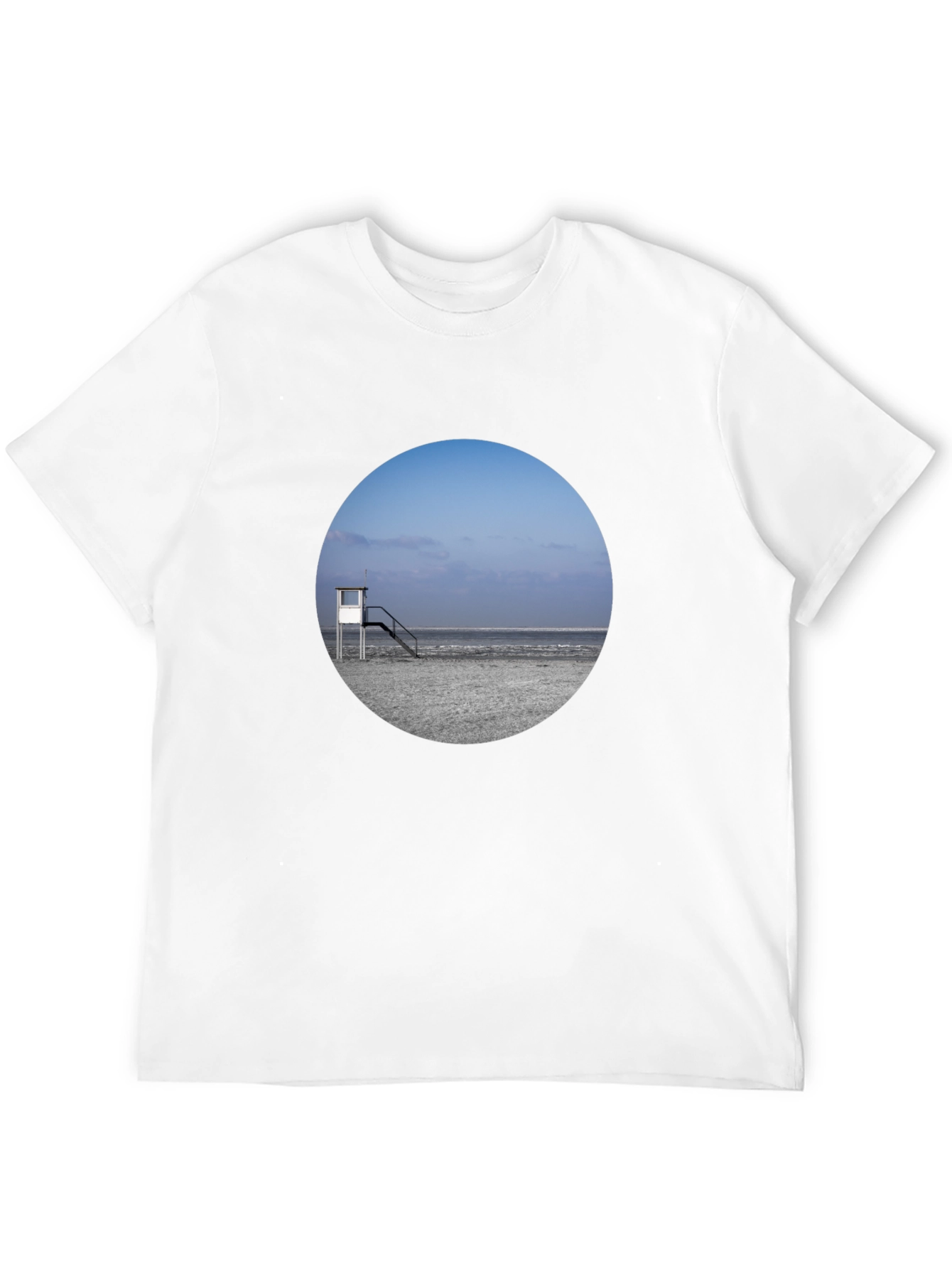 Beach View Graphic Tee - Black Cotton T-Shirt