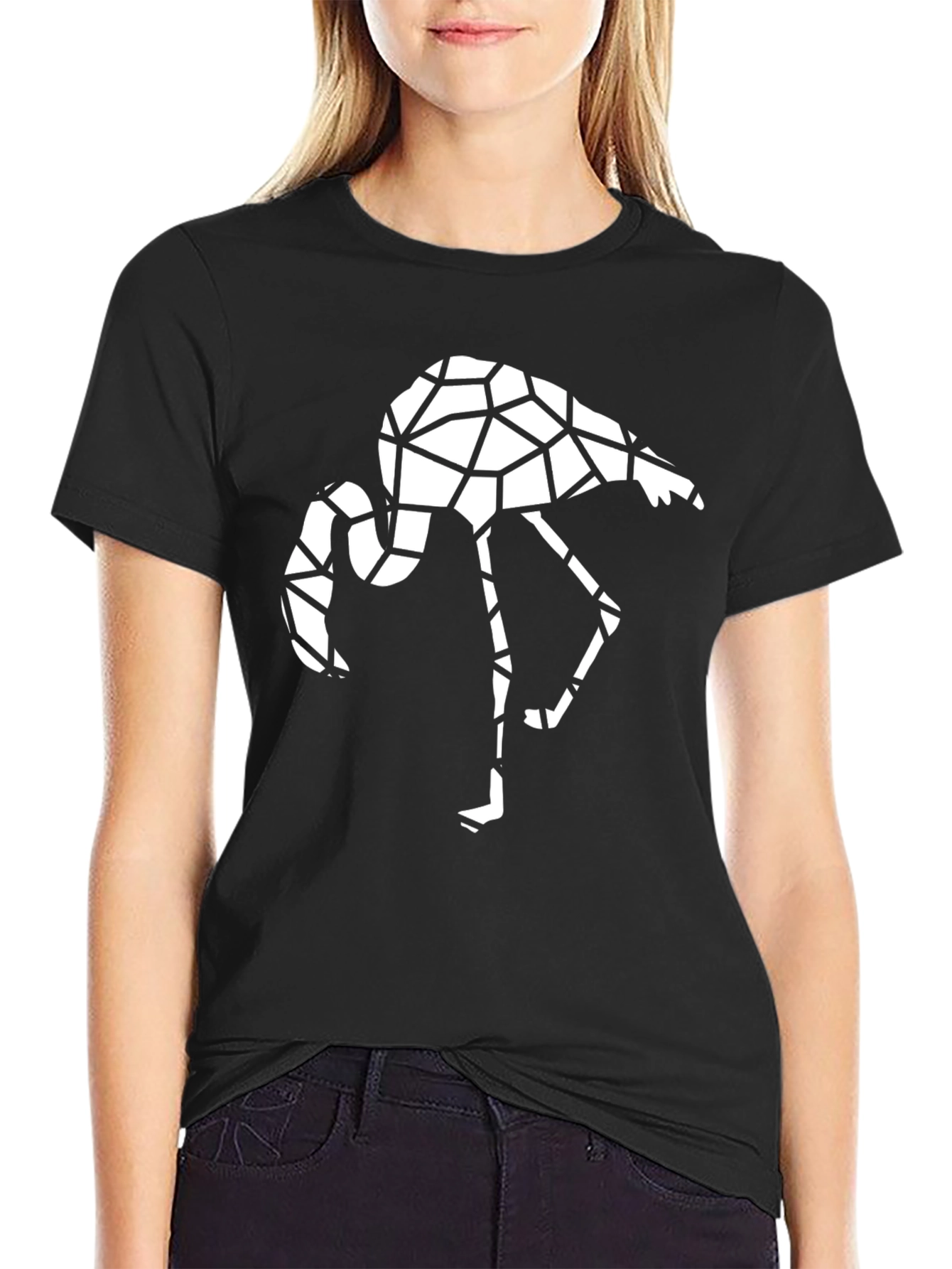 Geometric Flamingo Black T-Shirt