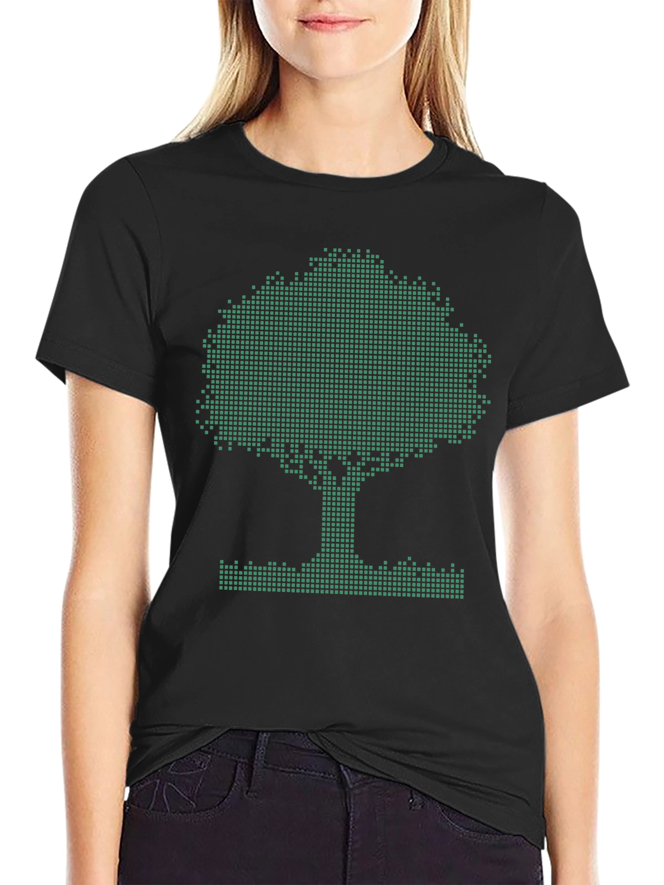 Pixel Tree Graphic Tee - Eco-Friendly Style