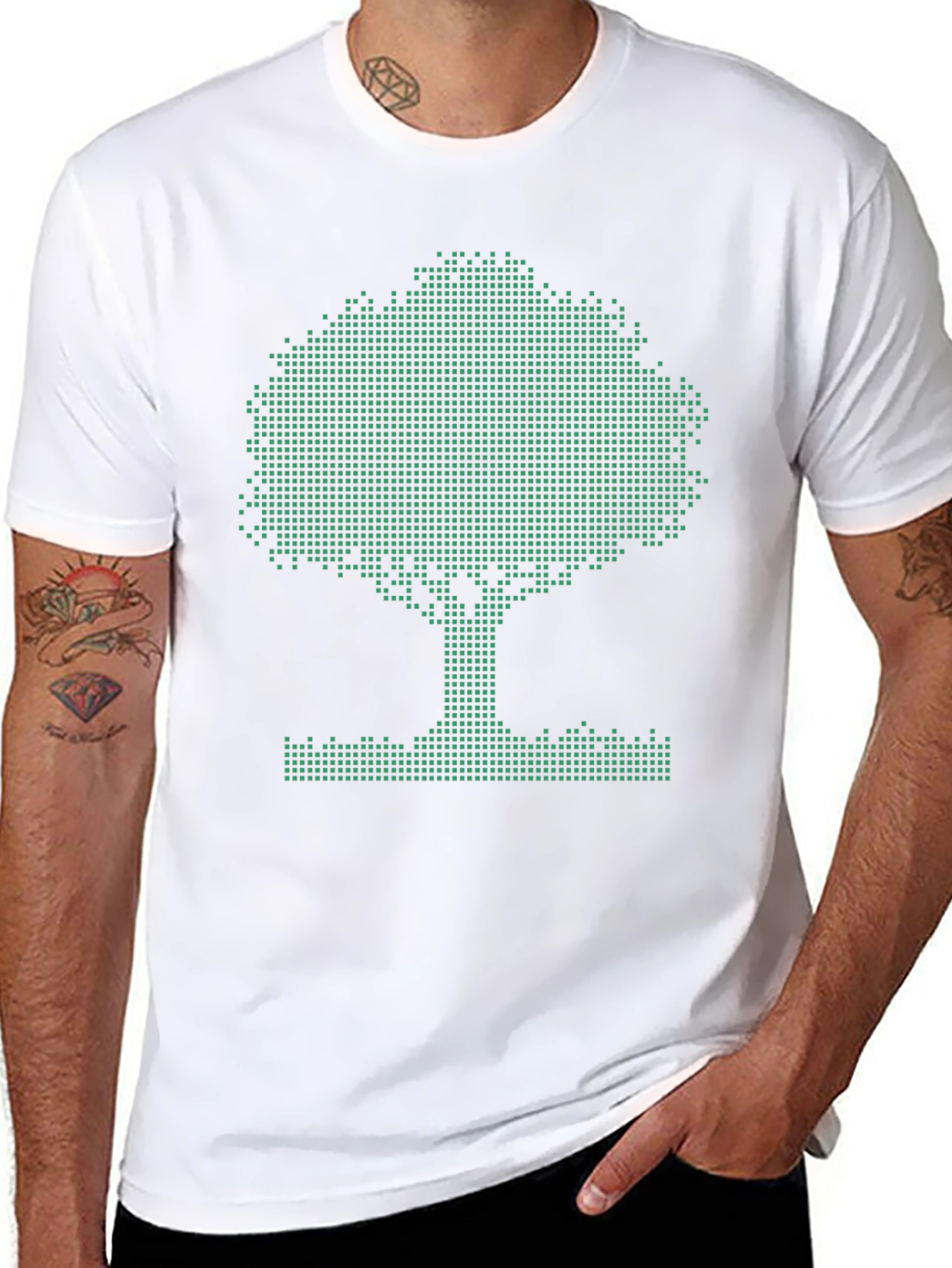 Pixel Tree Graphic Tee - Eco-Friendly Style