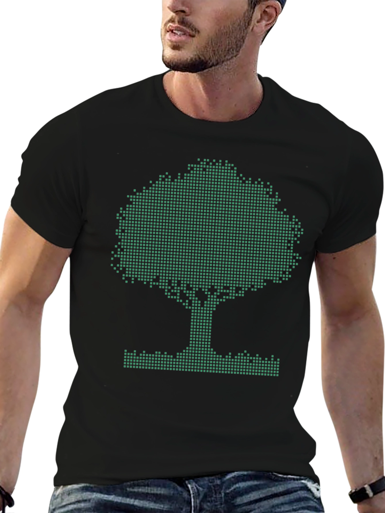 Pixel Tree Graphic Tee - Eco-Friendly Style