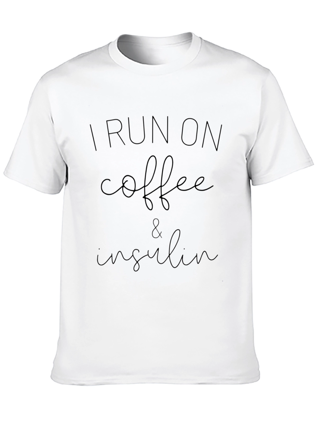I Run on Coffee & Insulin Black T-Shirt