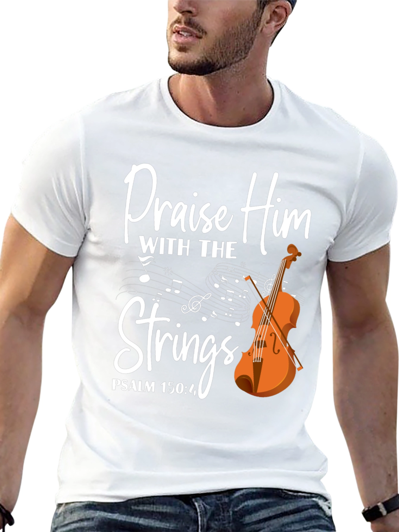 Praise Him with Strings T-Shirt - Christian Music Tee