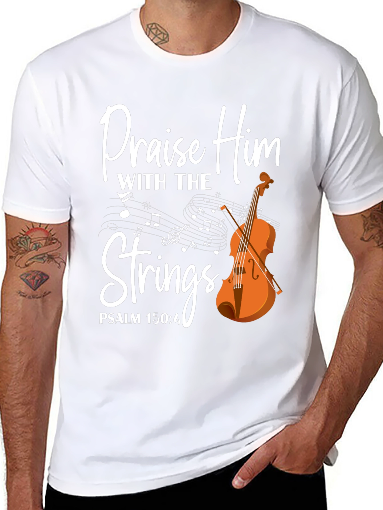 Praise Him with Strings T-Shirt - Christian Music Tee