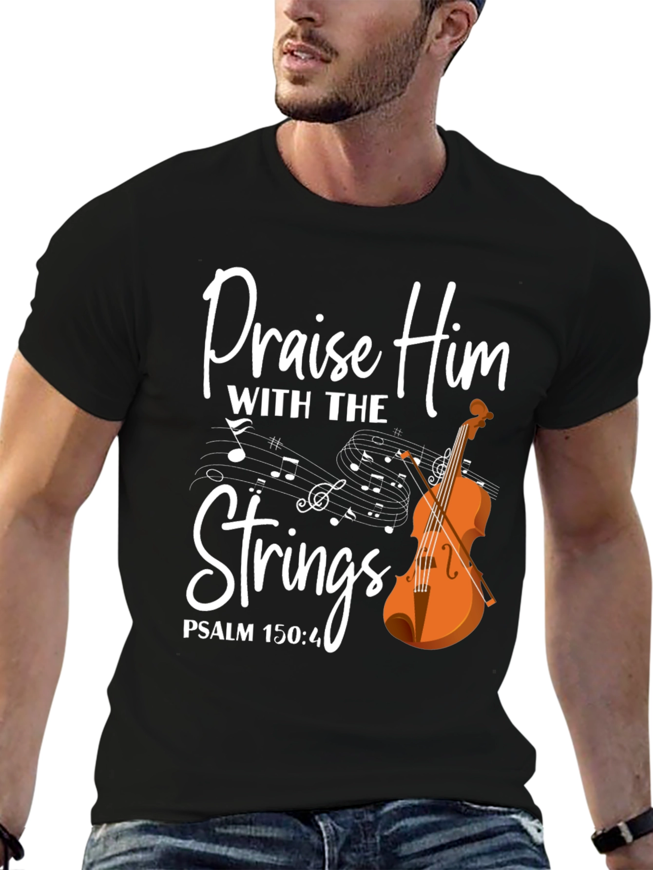 Praise Him with Strings T-Shirt - Christian Music Tee
