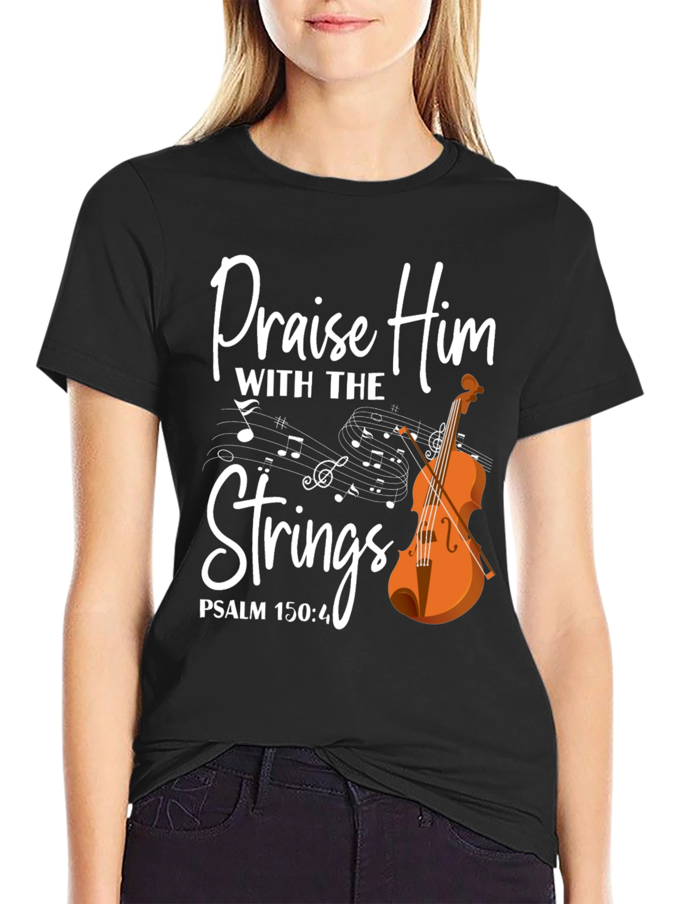 Praise Him with Strings T-Shirt - Christian Music Tee