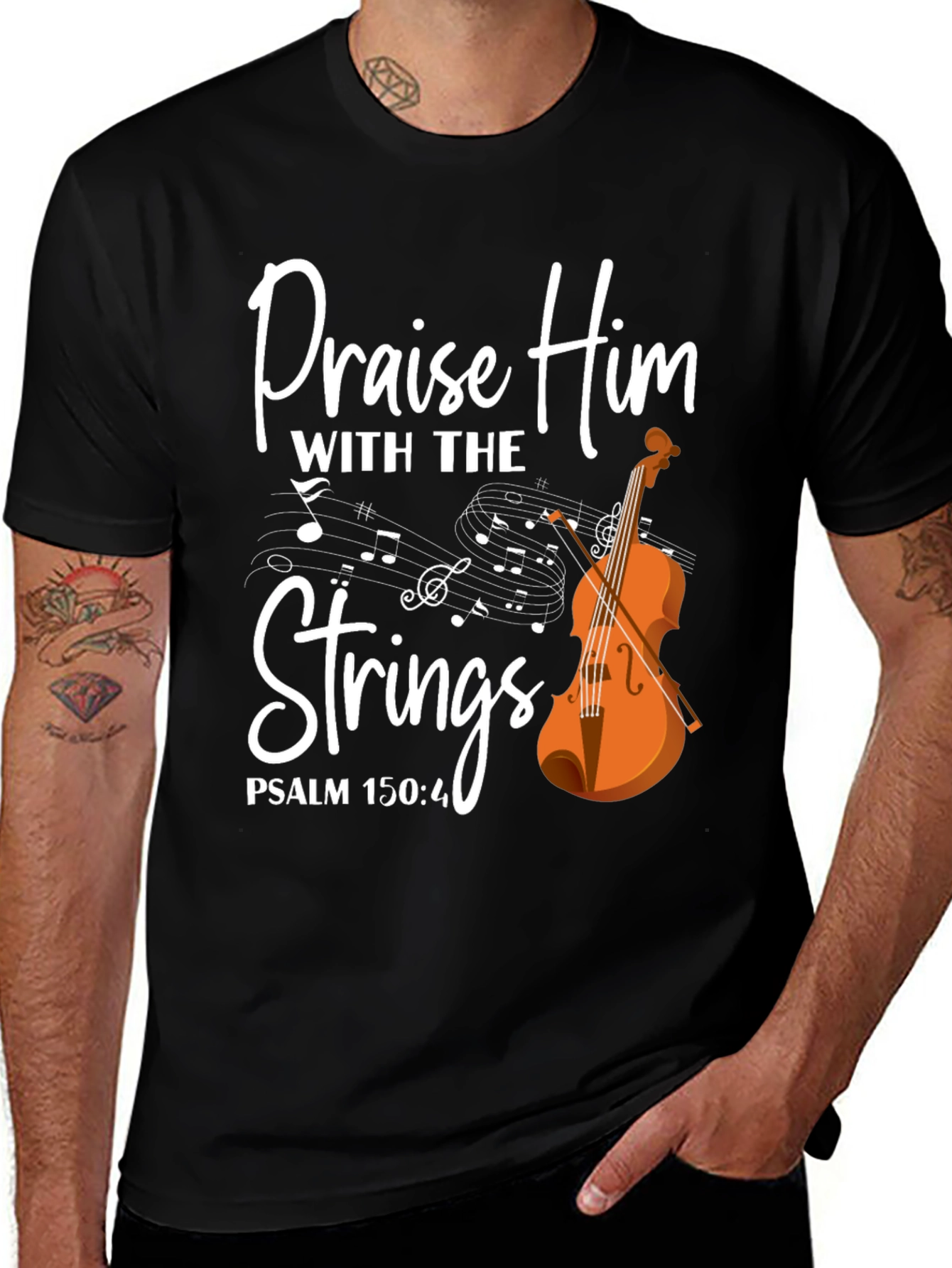 Praise Him with Strings T-Shirt - Christian Music Tee