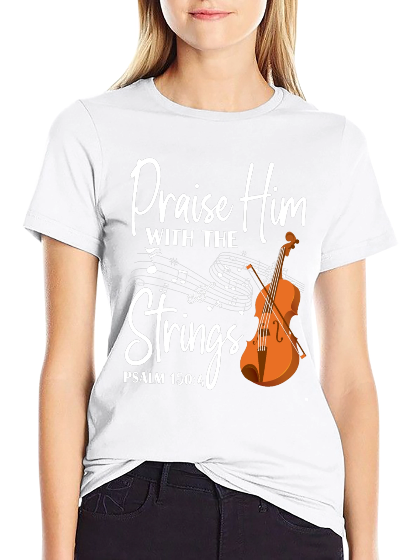 Praise Him with Strings T-Shirt - Christian Music Tee
