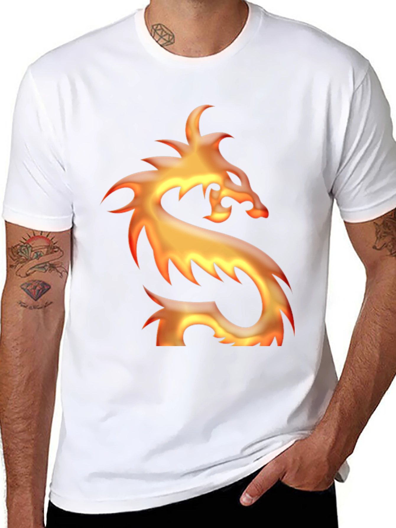 Fiery Dragon Graphic Tee - Mens Black T-Shirt