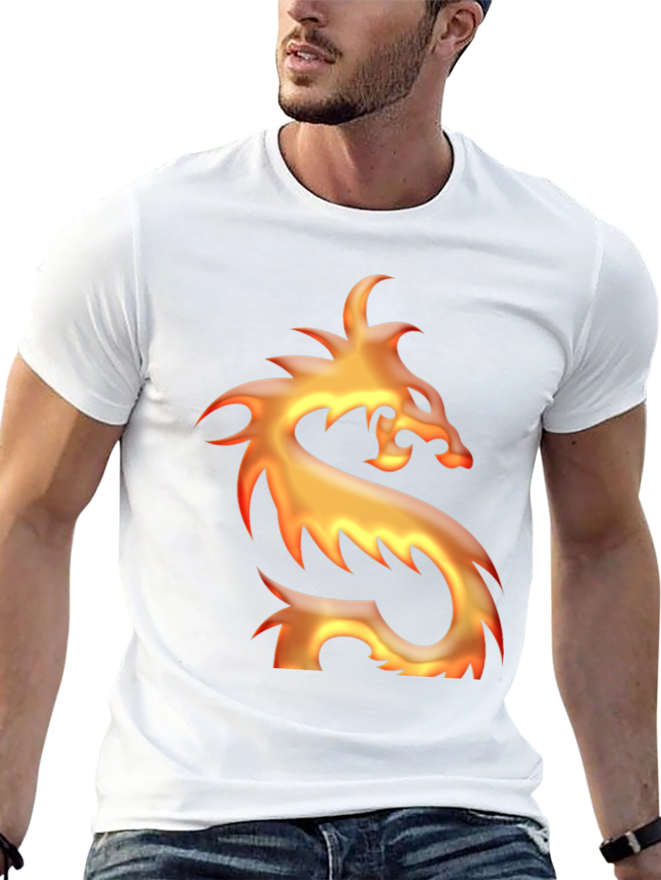 Fiery Dragon Graphic Tee - Mens Black T-Shirt