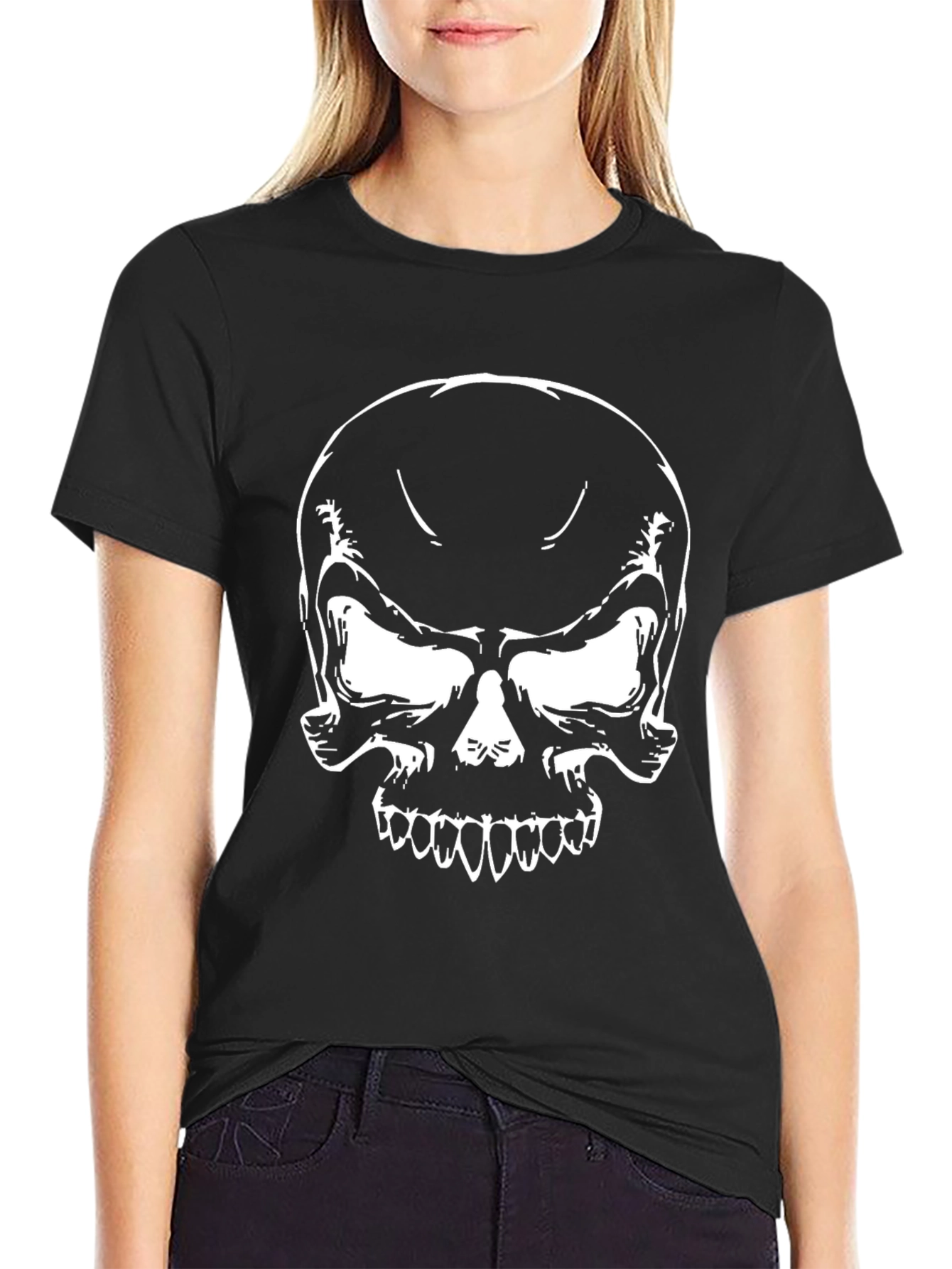 Mens Black Skull Graphic T-Shirt
