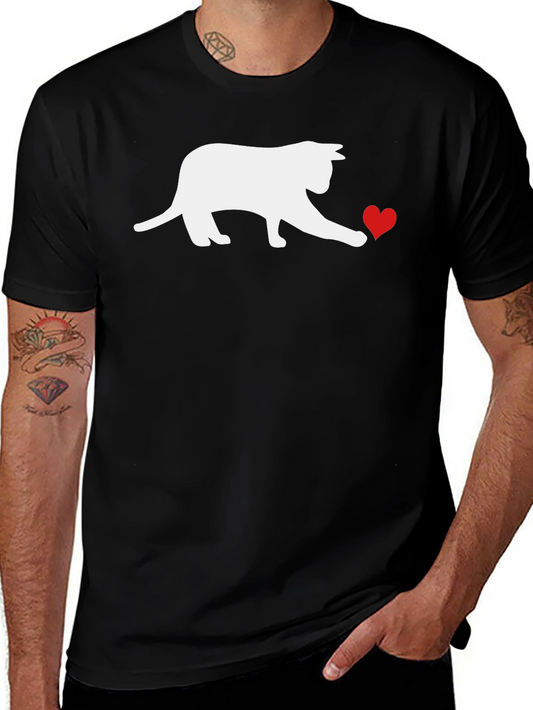 Cat & Heart Graphic Tee - Black