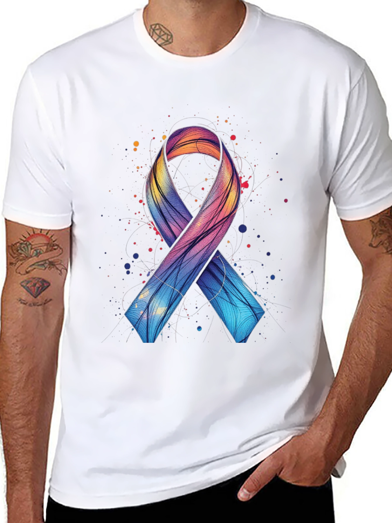Awareness Ribbon Graphic Tee - Artistic Support Shirt