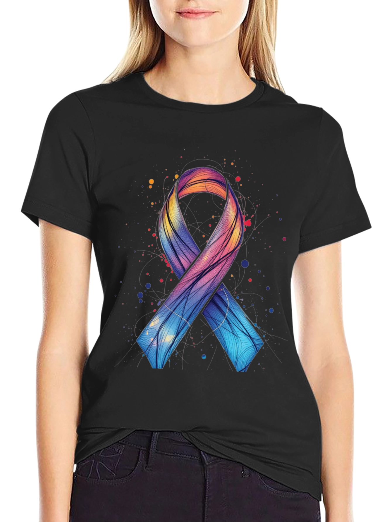 Awareness Ribbon Graphic Tee - Artistic Support Shirt