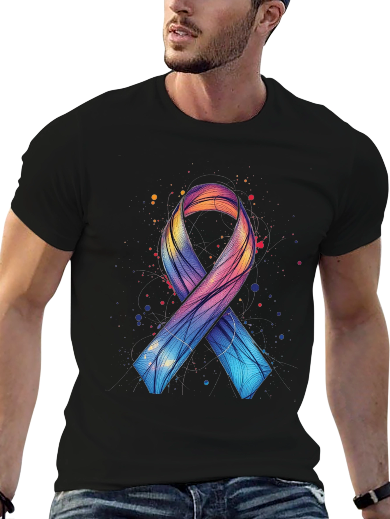 Awareness Ribbon Graphic Tee - Artistic Support Shirt