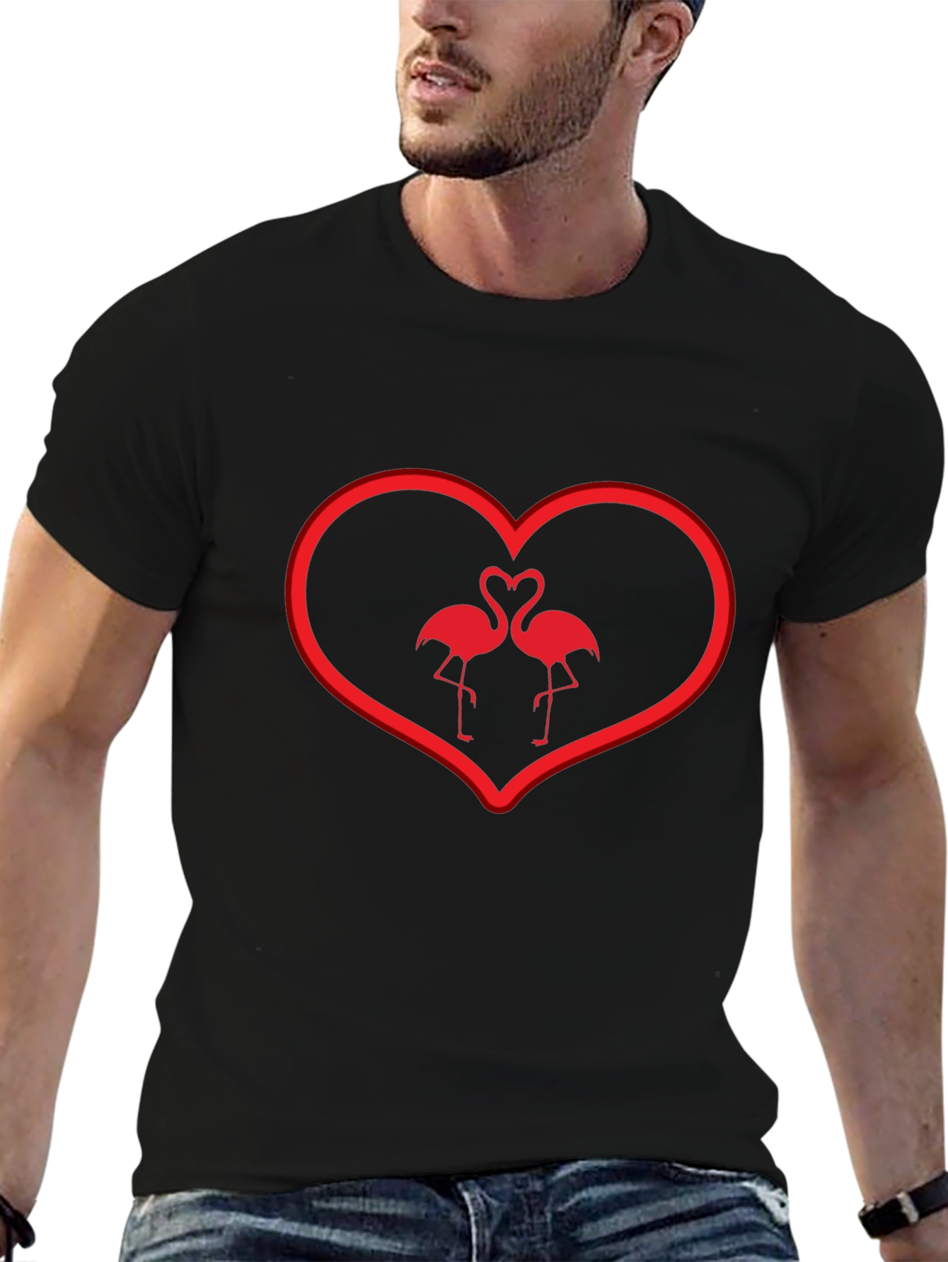 Flamingo Love T-Shirt - Heart Valentines Day Tee