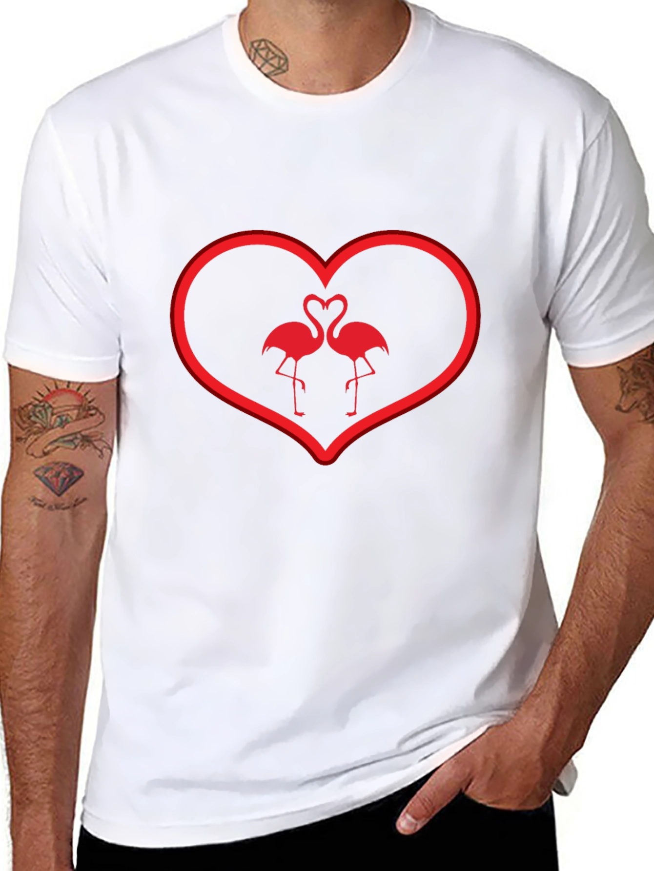 Flamingo Love T-Shirt - Heart Valentines Day Tee