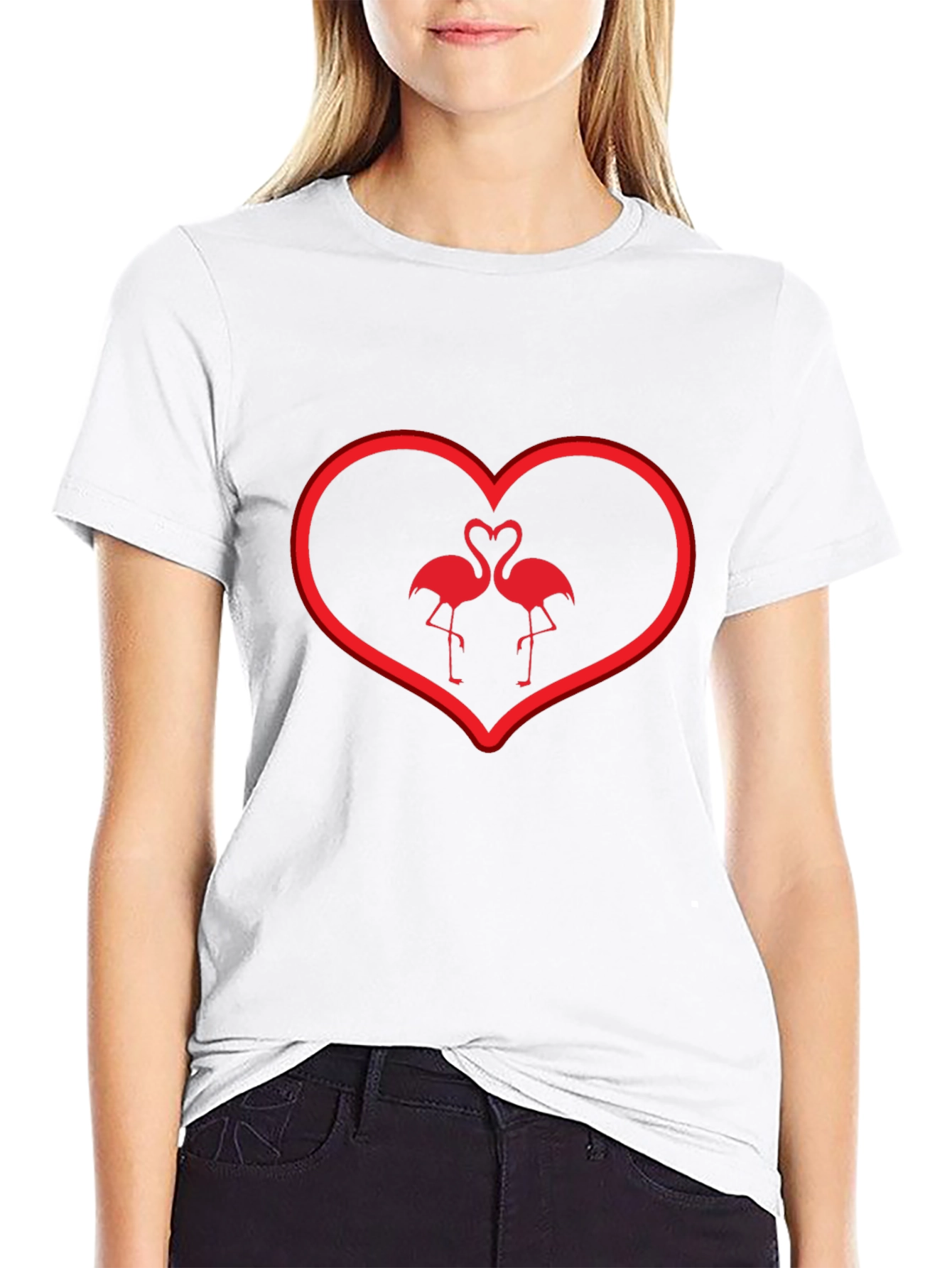Flamingo Love T-Shirt - Heart Valentines Day Tee