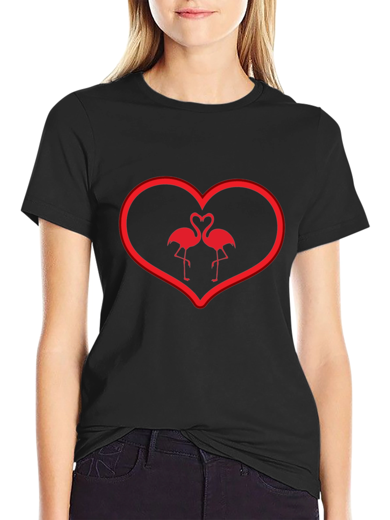Flamingo Love T-Shirt - Heart Valentines Day Tee