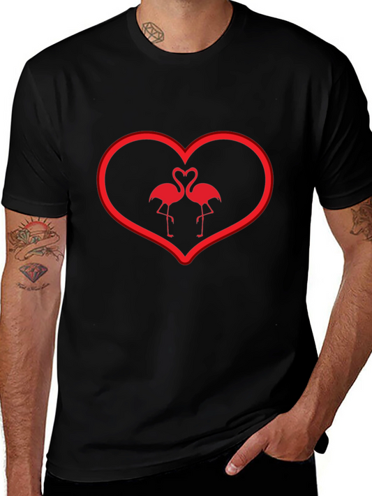 Flamingo Love T-Shirt - Heart Valentines Day Tee