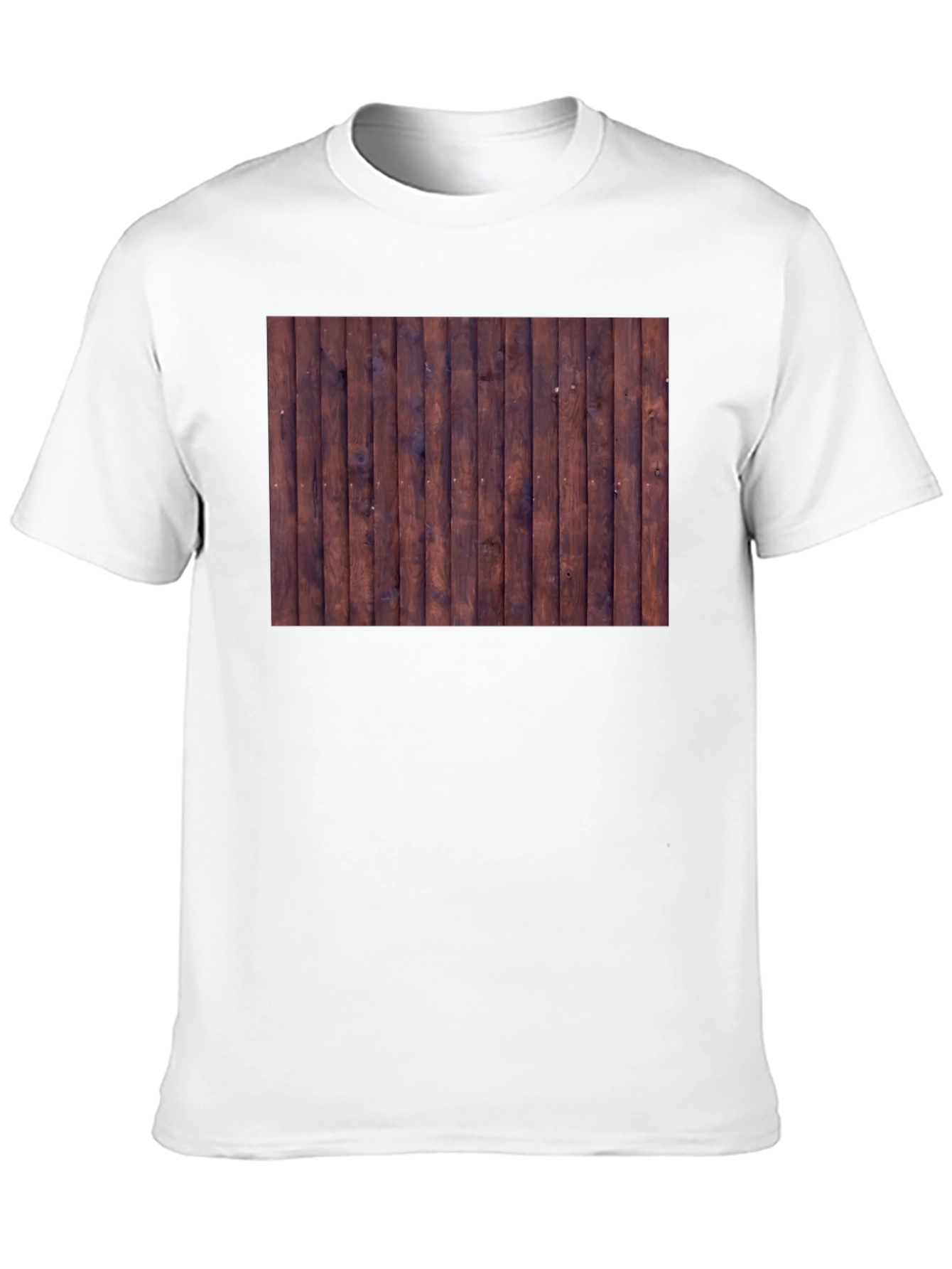 Mens Black T-Shirt with Wood Plank Print
