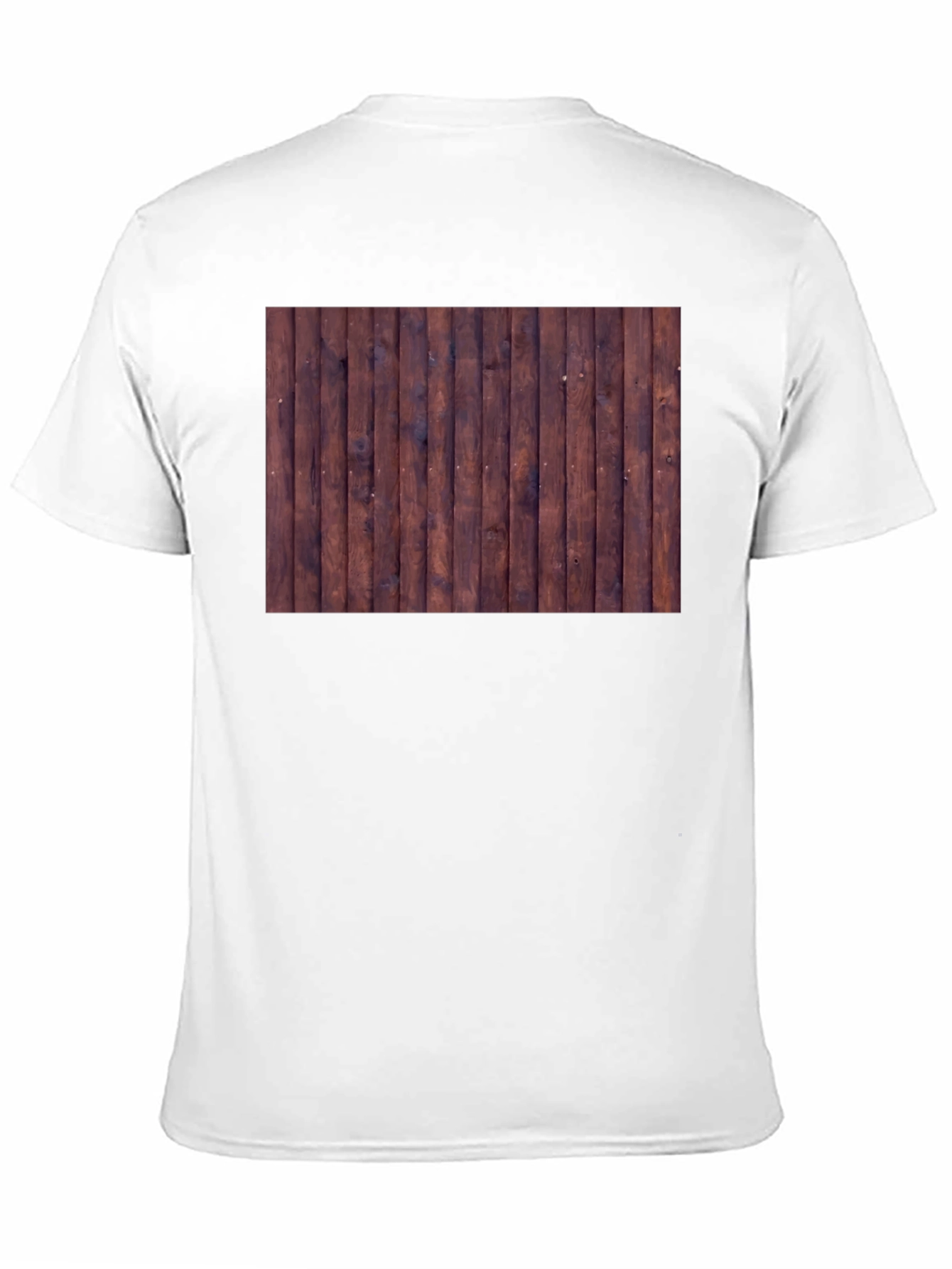 Mens Black T-Shirt with Wood Plank Print
