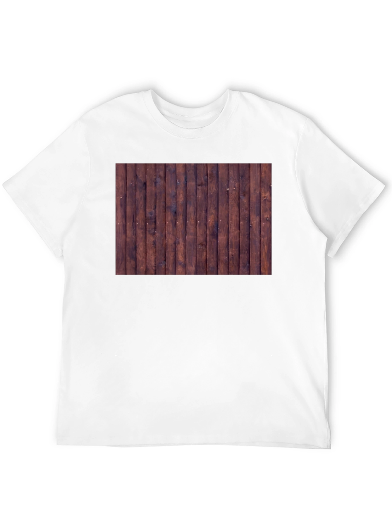 Mens Black T-Shirt with Wood Plank Print