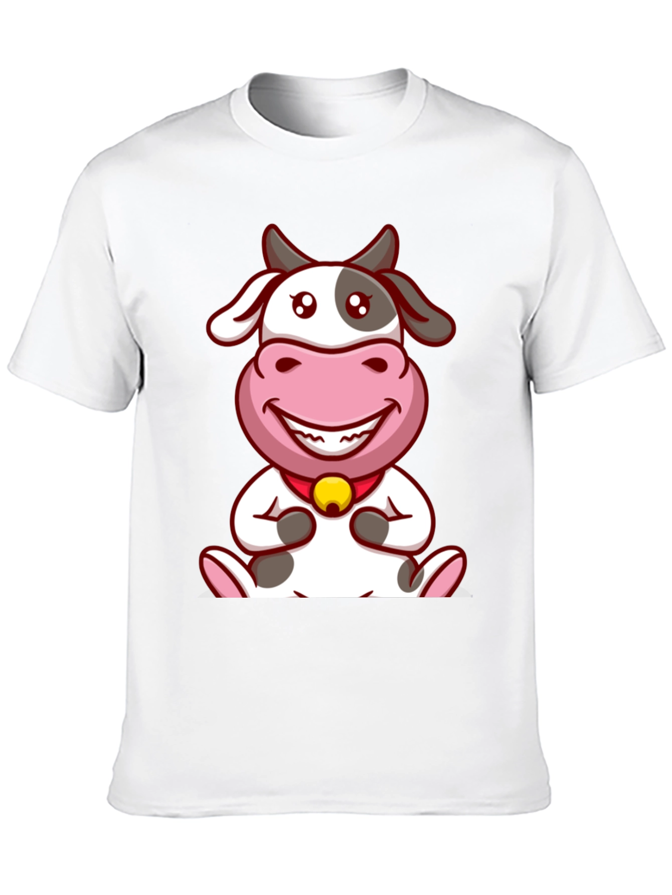 Cute Cow Cartoon Black T-Shirt