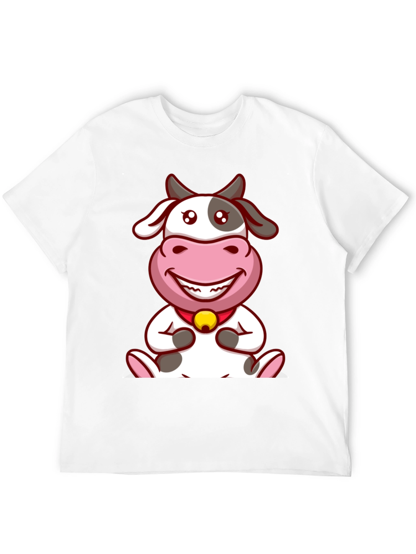 Cute Cow Cartoon Black T-Shirt