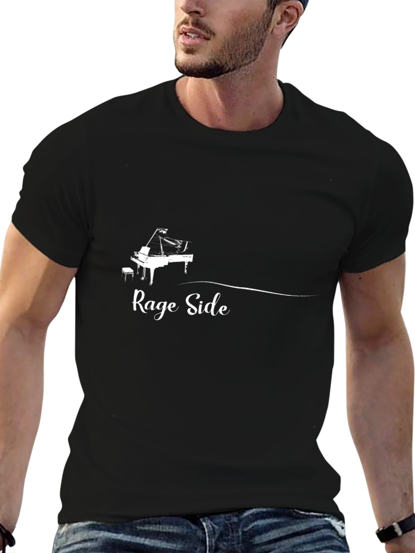 Rage Side Piano Graphic Black T-Shirt