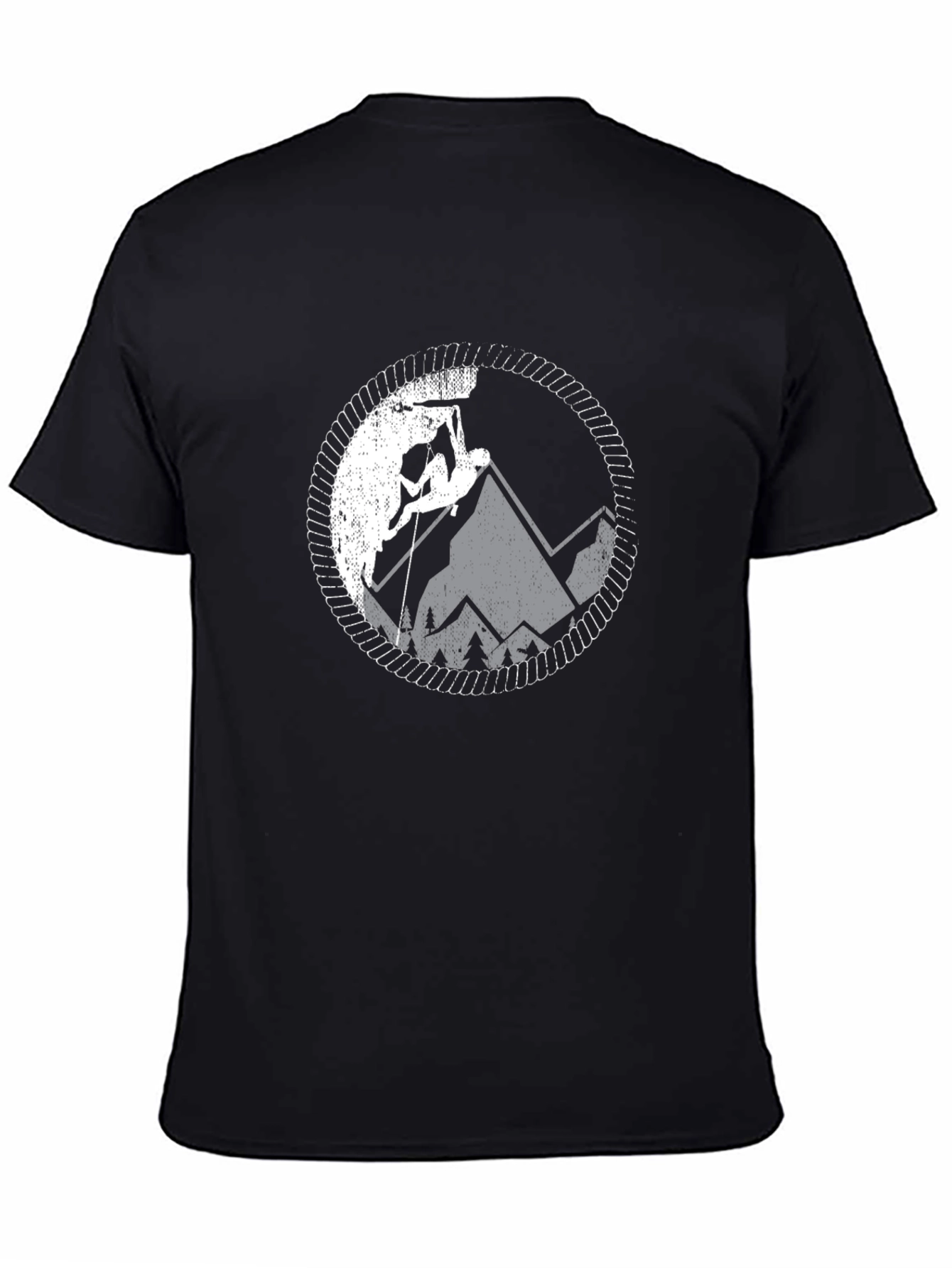Climbing Mountain Graphic Tee - Black Cotton T-Shirt