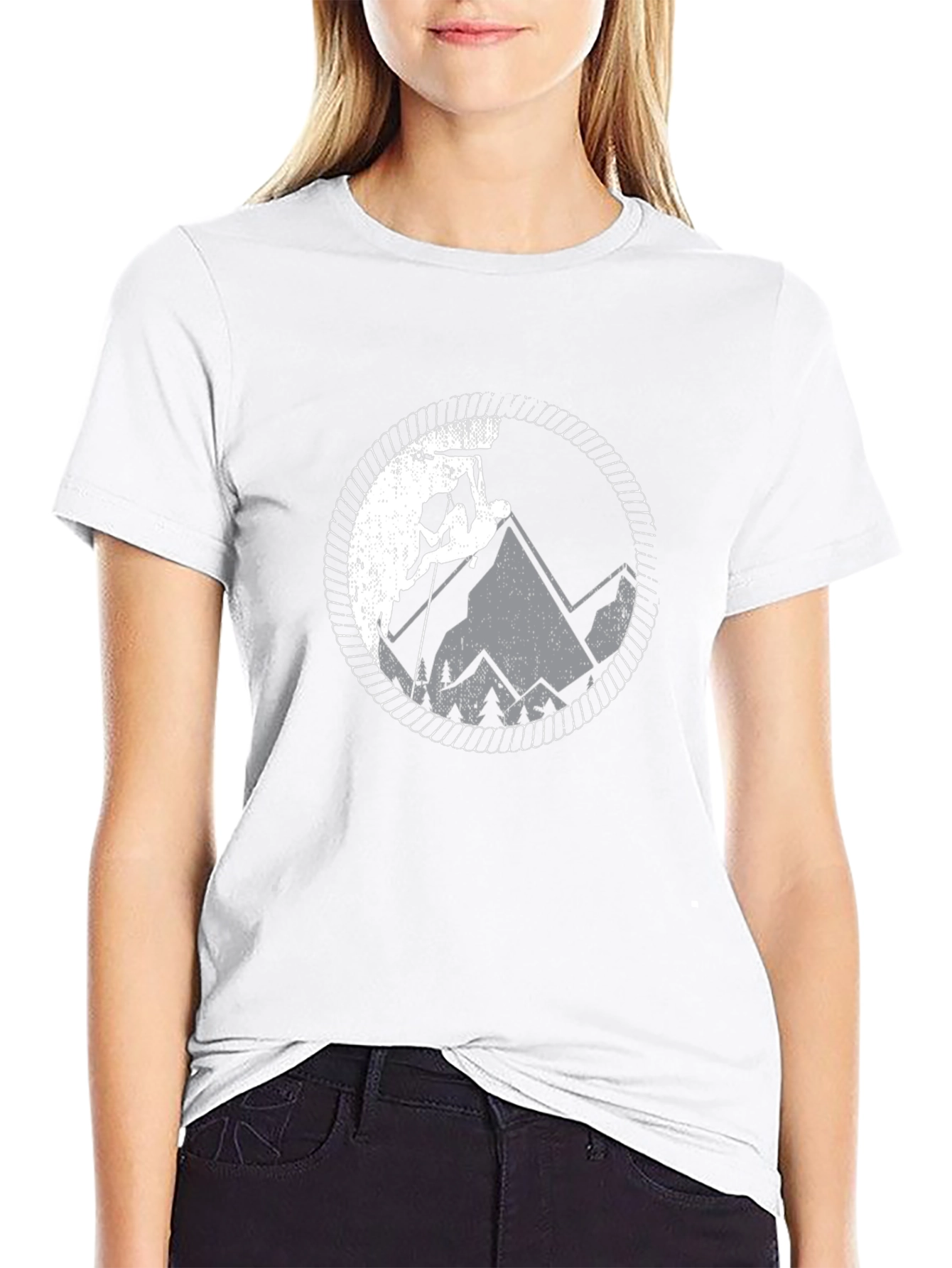 Climbing Mountain Graphic Tee - Black Cotton T-Shirt