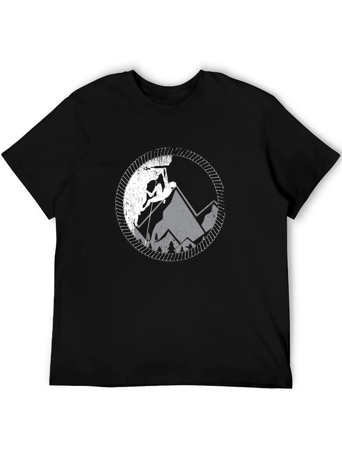 Climbing Mountain Graphic Tee - Black Cotton T-Shirt