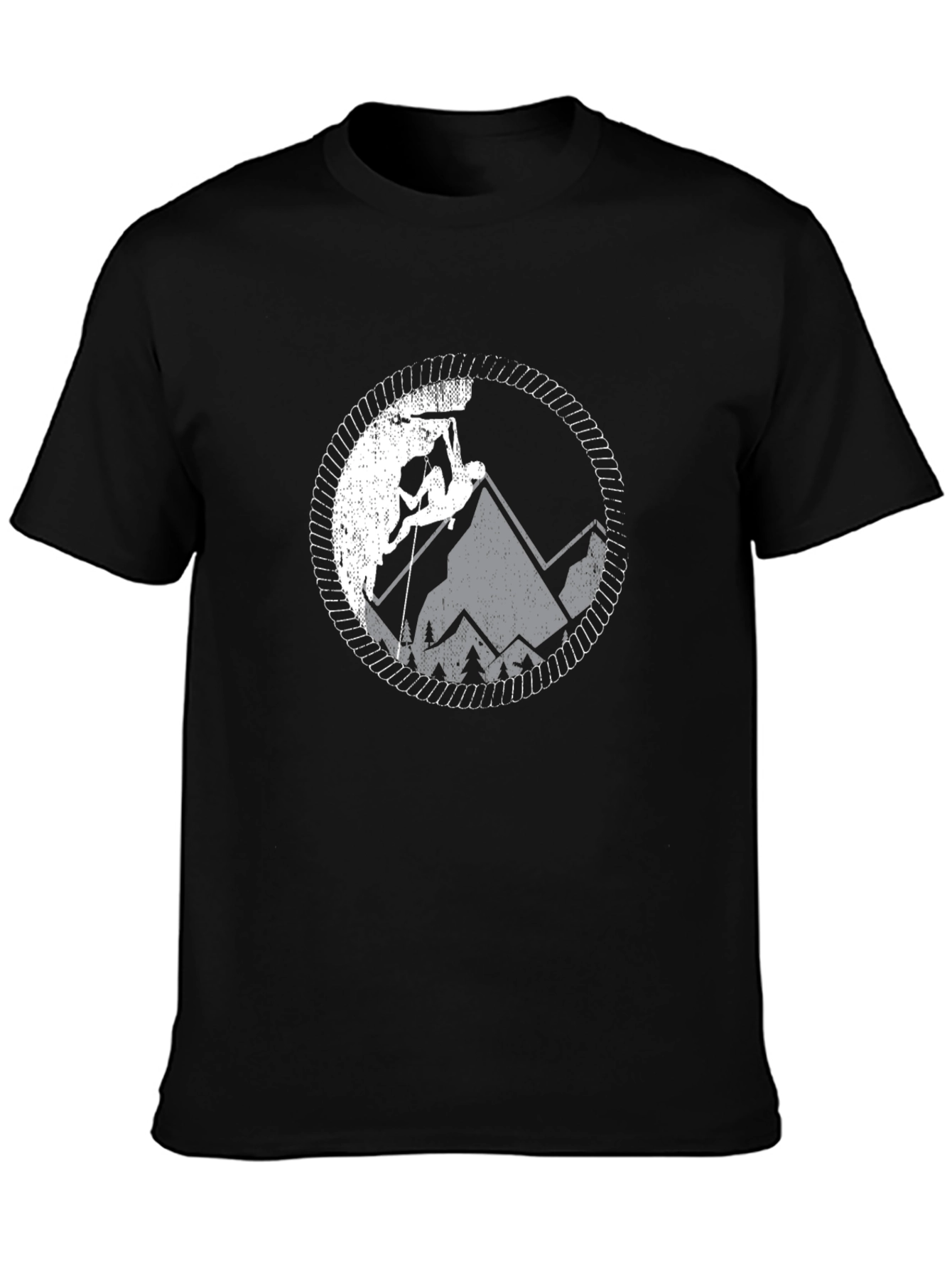 Climbing Mountain Graphic Tee - Black Cotton T-Shirt